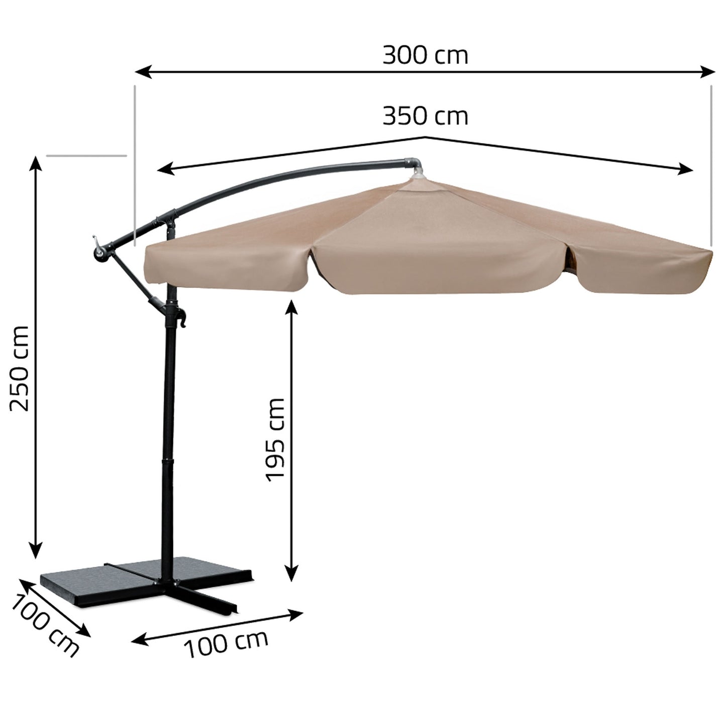 Folding garden umbrella 6 segments 350 cm with cover Plonos PL-880