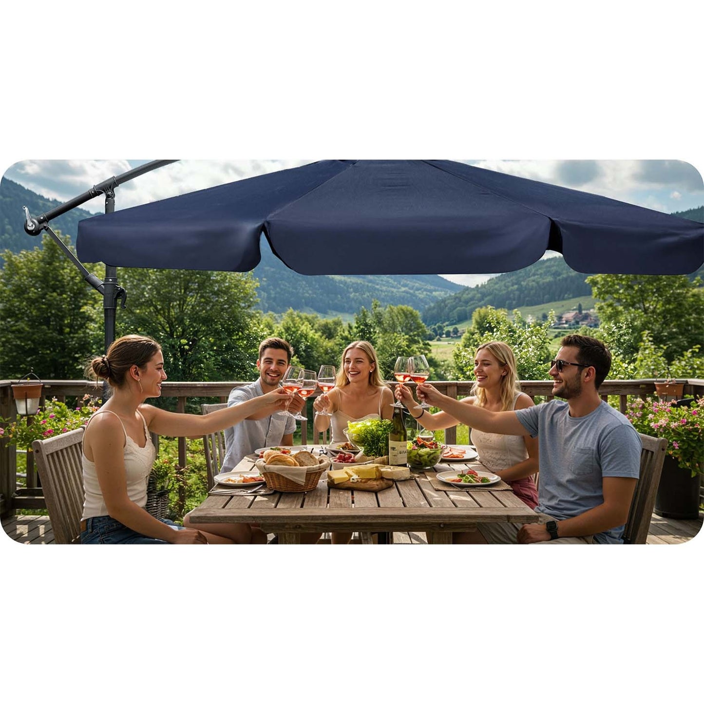 Folding garden umbrella 6 segments 350 cm with cover Plonos PL-880