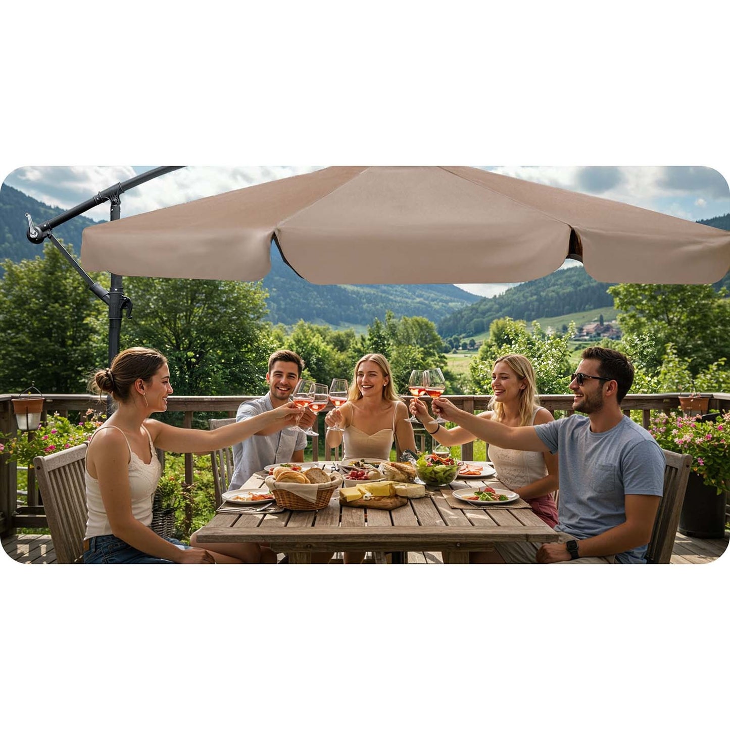 Folding garden umbrella 6 segments 350 cm with cover Plonos PL-880