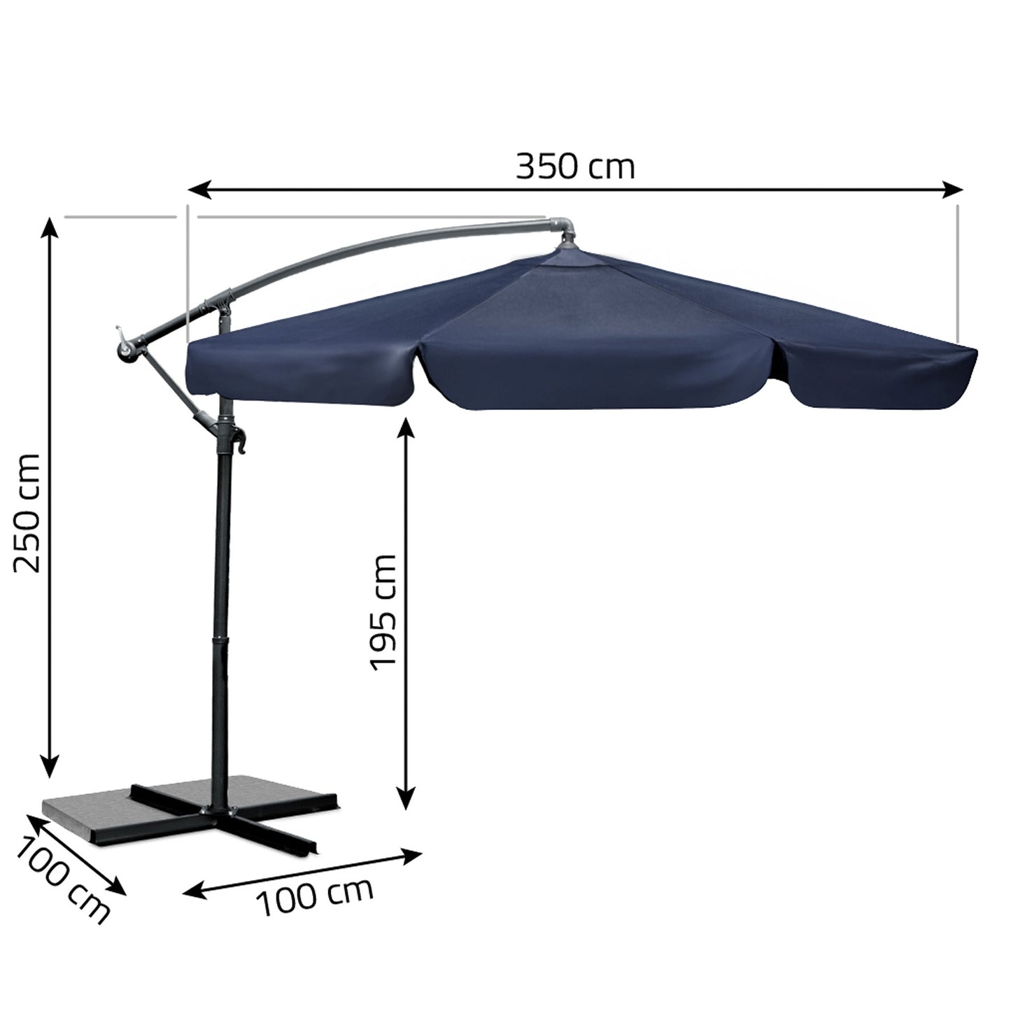 Folding garden umbrella 6 segments 350 cm with cover Plonos PL-880
