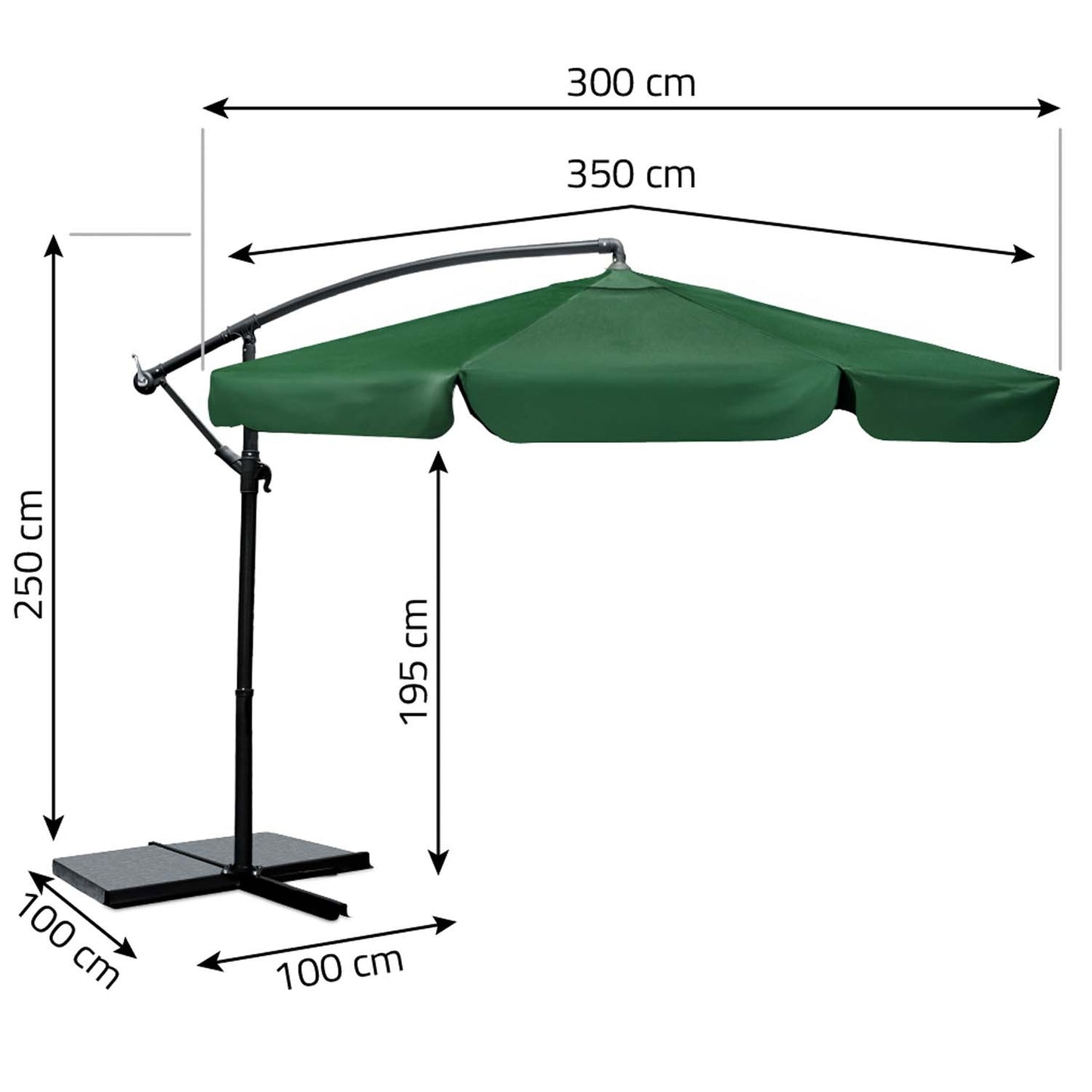 Folding garden umbrella 6 segments 350 cm with cover Plonos PL-880