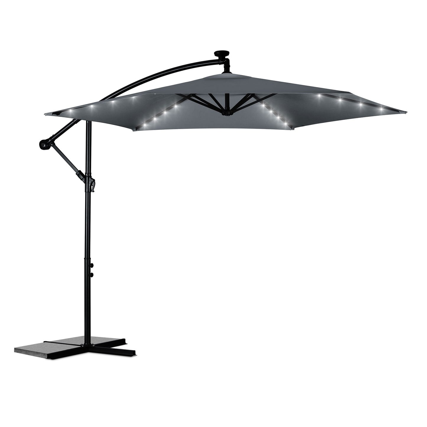 Folding garden umbrella 6 segments 350 cm with cover and lights Plonos PL-882