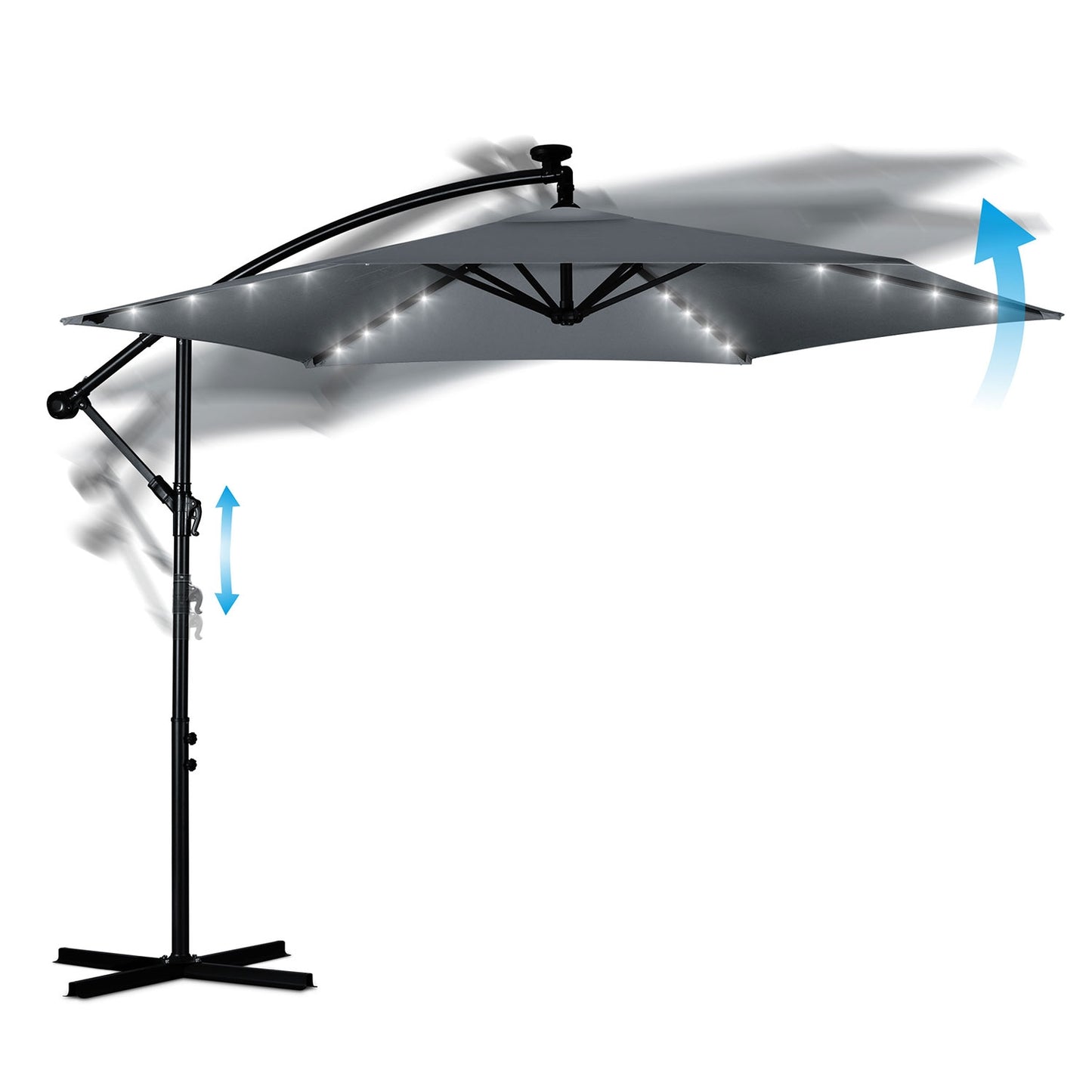 Folding garden umbrella 6 segments 350 cm with cover and lights Plonos PL-882
