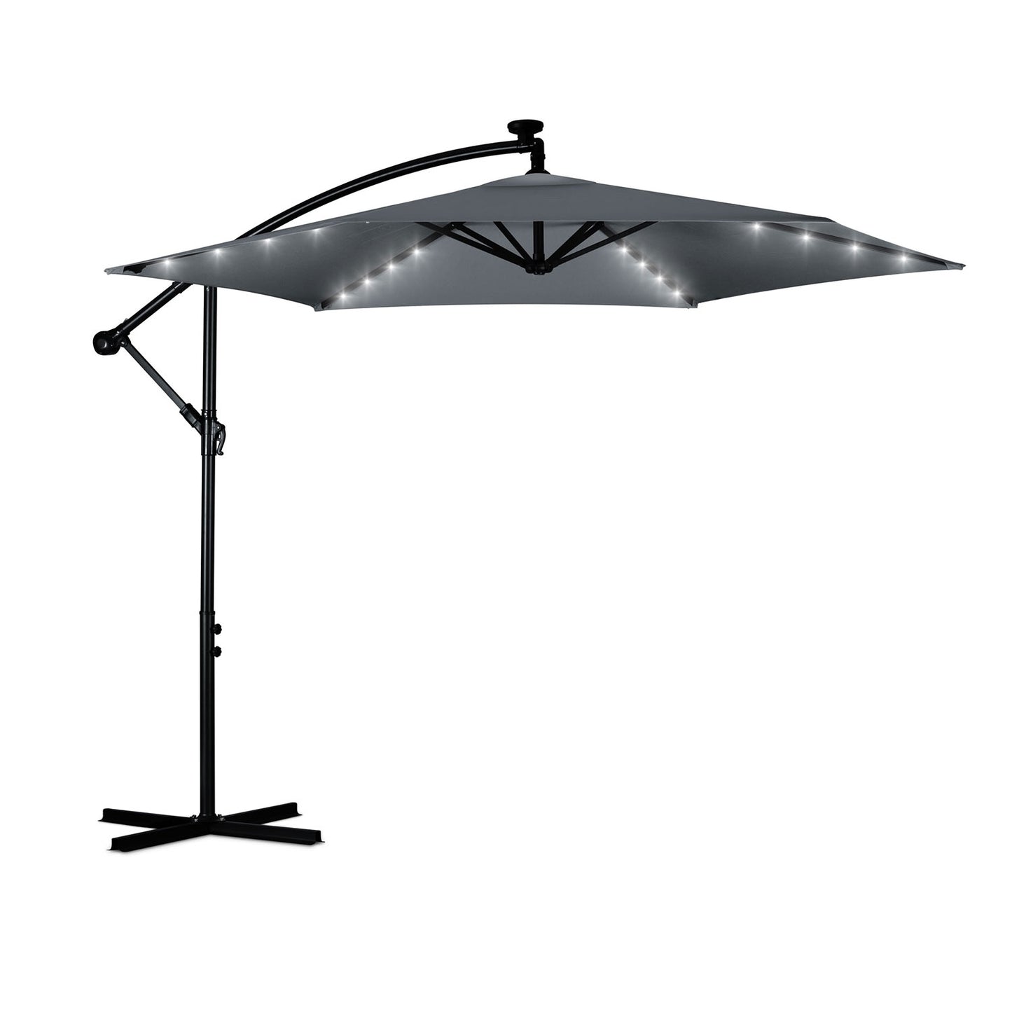 Folding garden umbrella 6 segments 350 cm with cover and lights Plonos PL-882