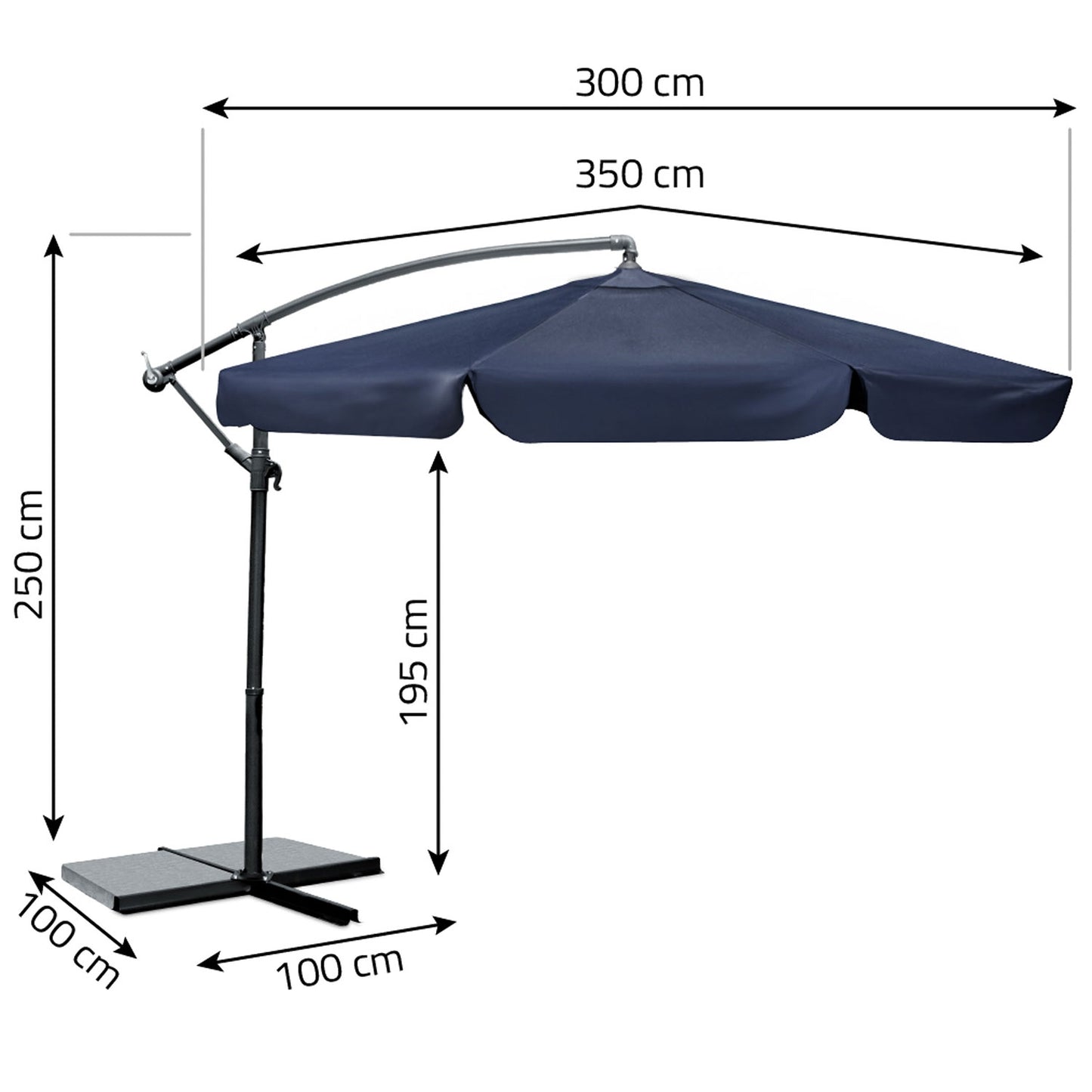 Folding garden umbrella 8 segments 350 cm with cover Plonos PL-881