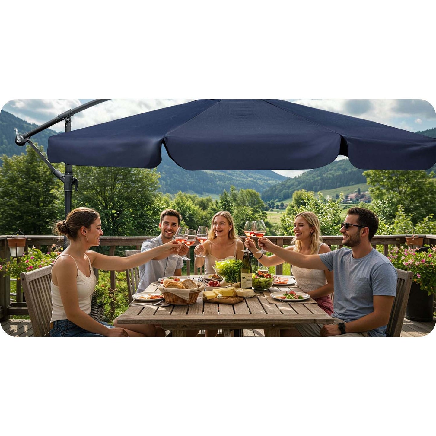 Folding garden umbrella 8 segments 350 cm with cover Plonos PL-881