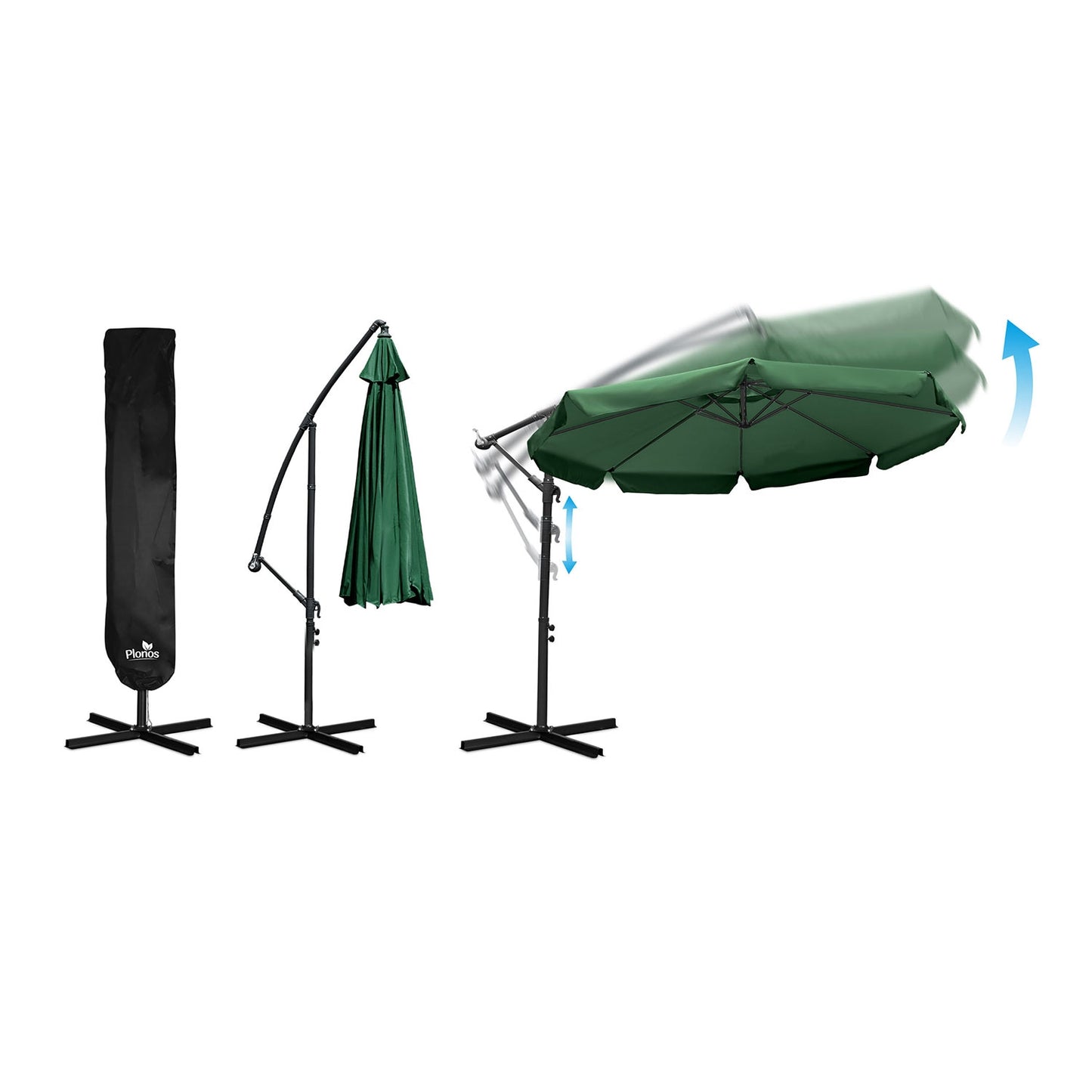 Folding garden umbrella 8 segments 350 cm with cover Plonos PL-881
