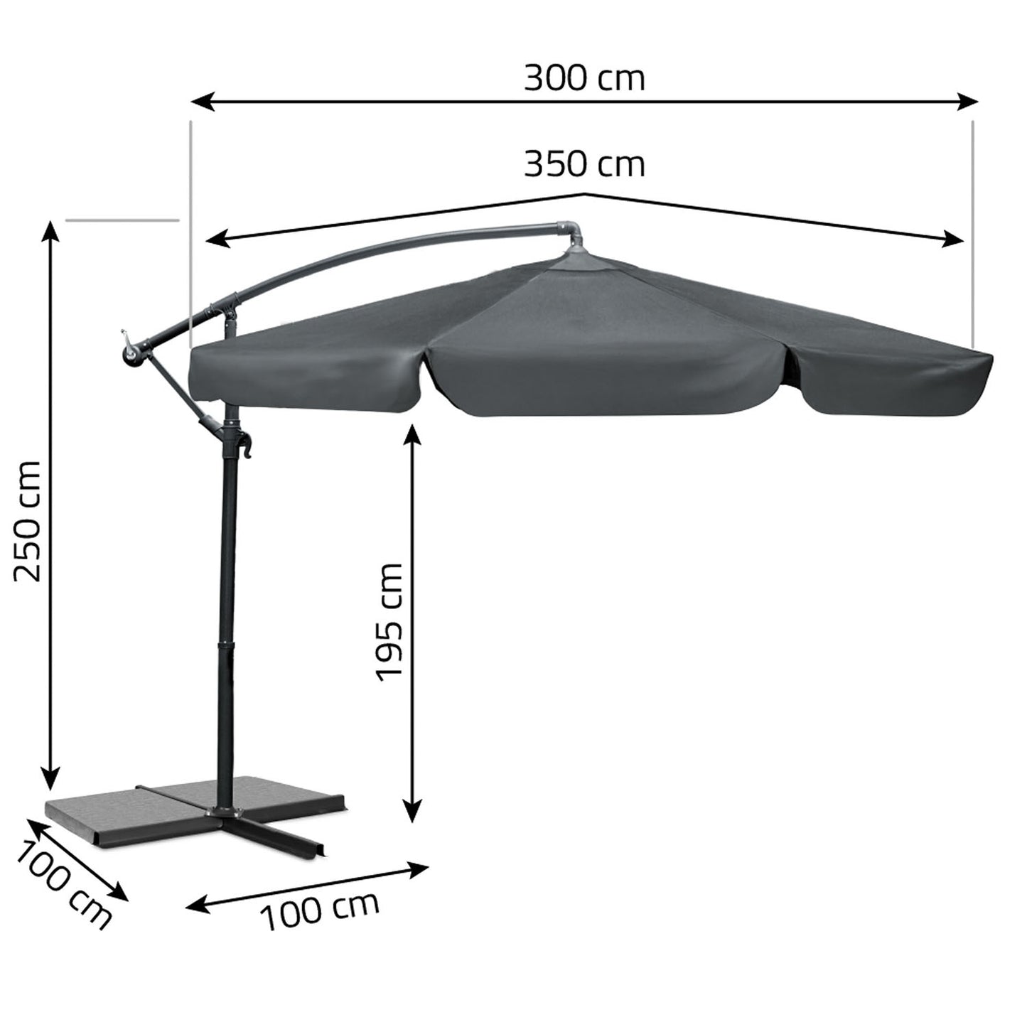 Folding garden umbrella 8 segments 350 cm with cover Plonos PL-881