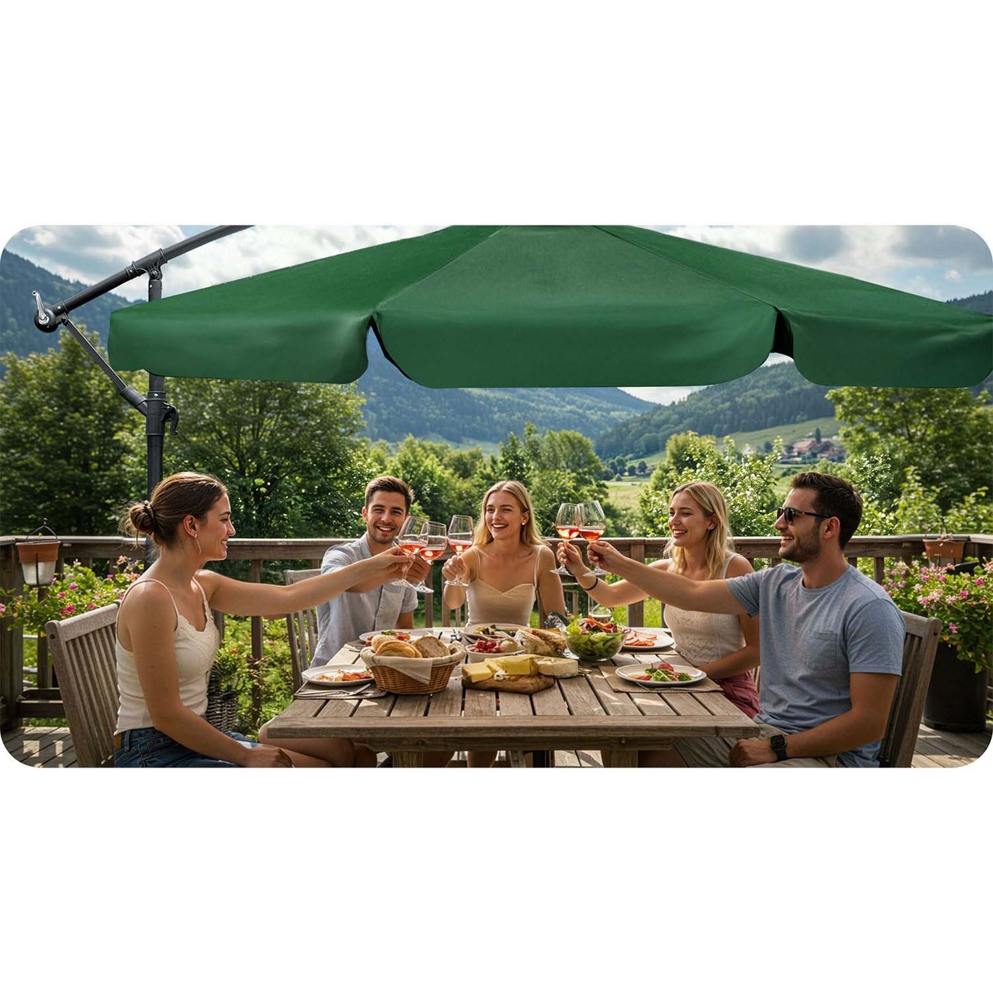 Folding garden umbrella 8 segments 350 cm with cover Plonos PL-881