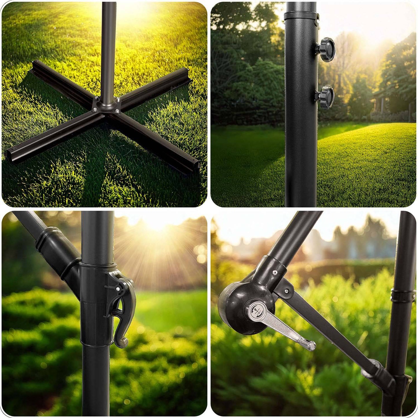 Folding garden umbrella 8 segments 350 cm with cover Plonos PL-881