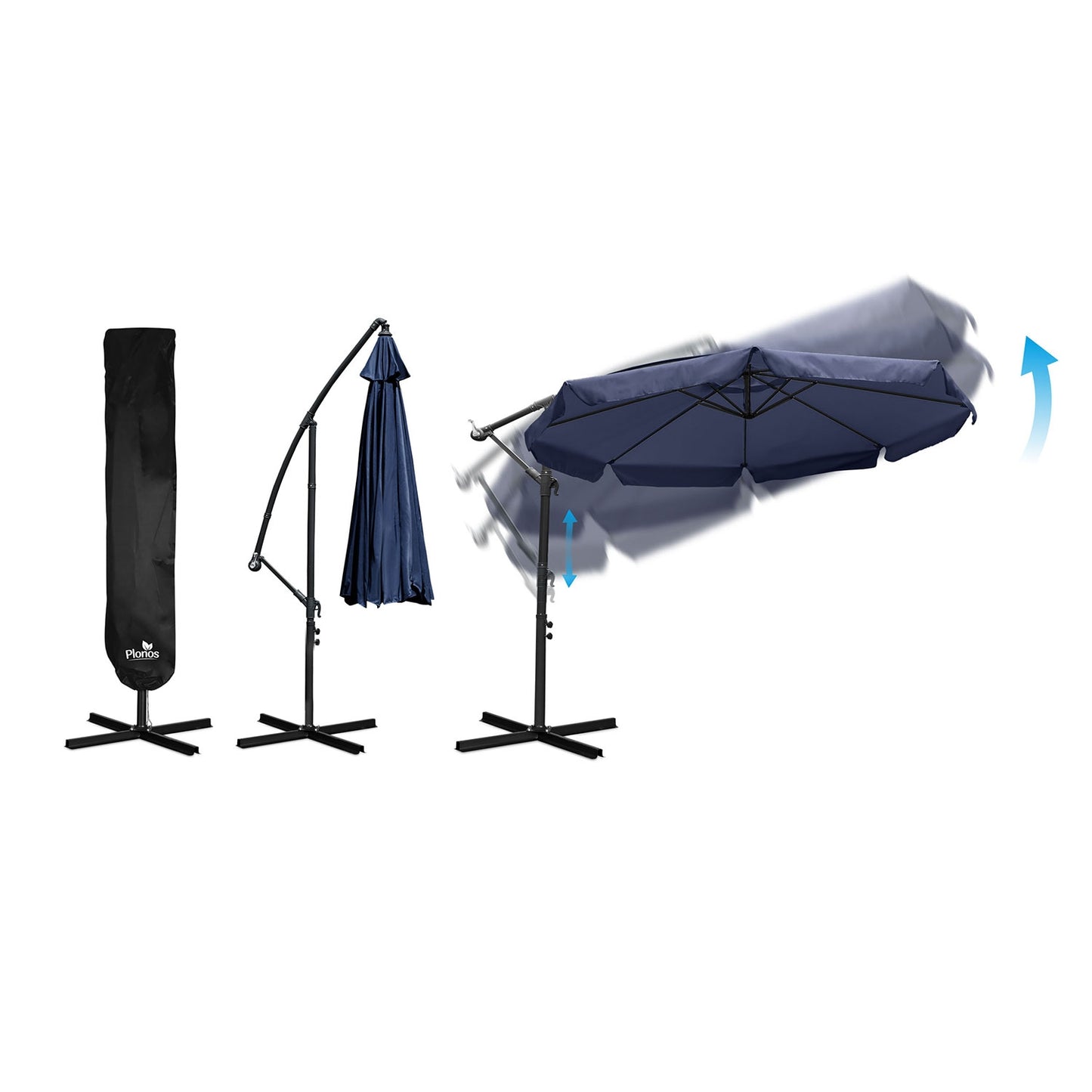 Folding garden umbrella 8 segments 350 cm with cover Plonos PL-881