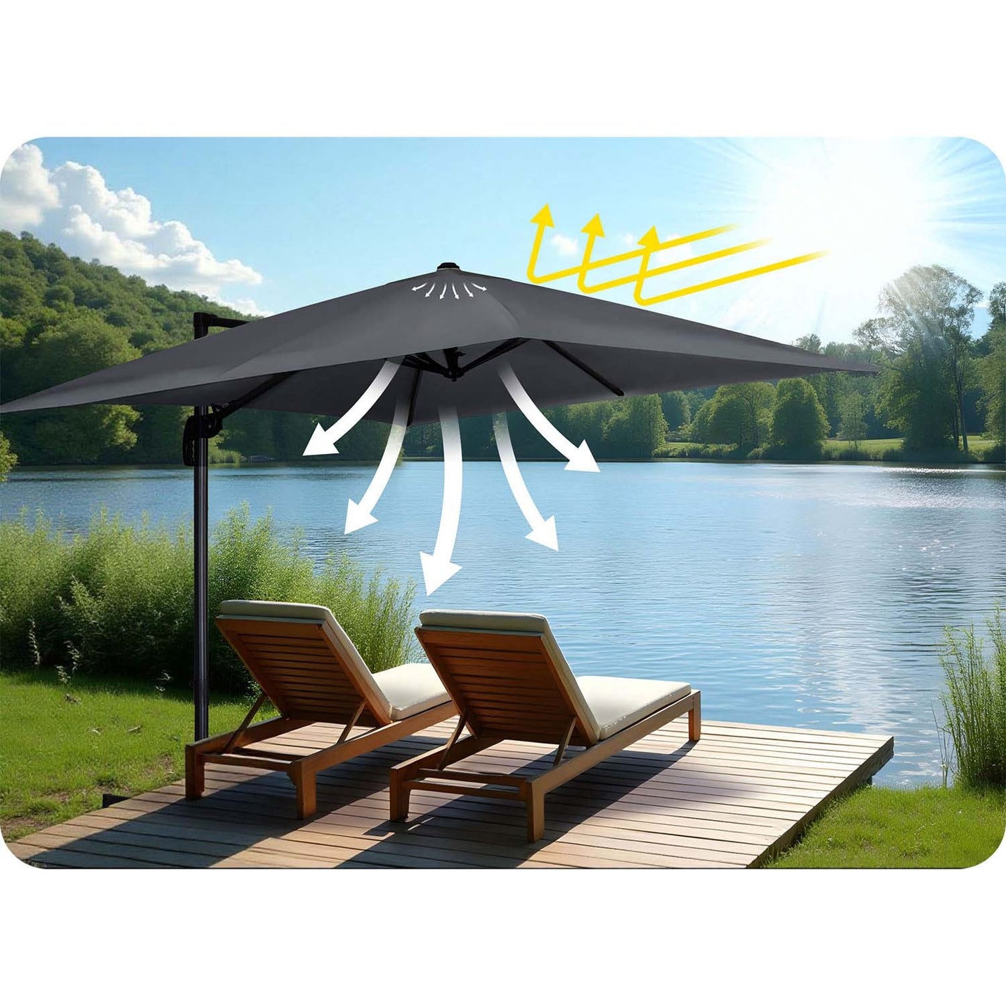 Folding garden umbrella 8 segments 420 cm with cover Plonos PL-883