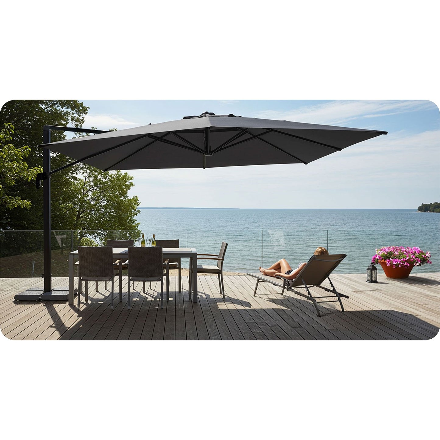 Folding garden umbrella 8 segments 420 cm with cover Plonos PL-883