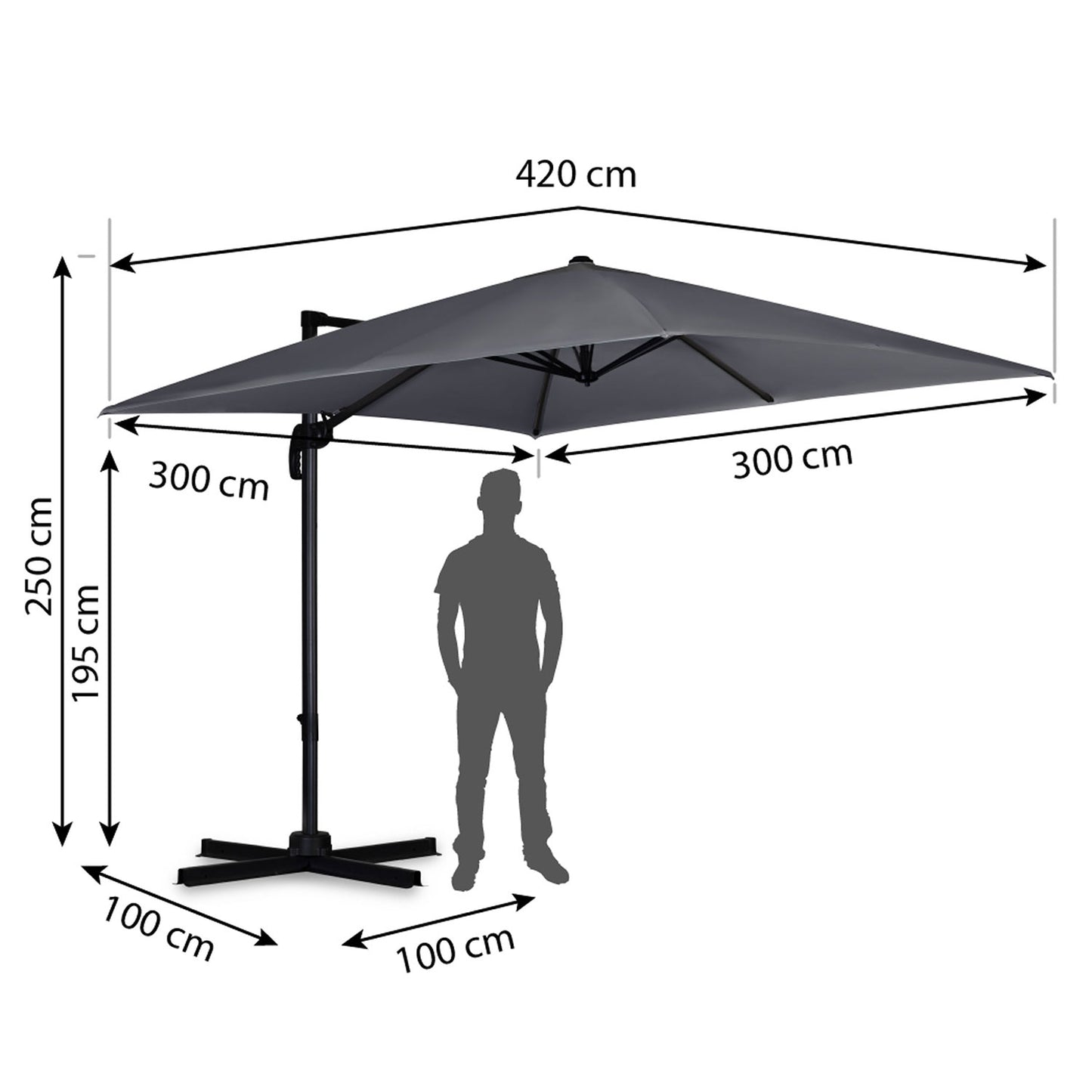 Folding garden umbrella 8 segments 420 cm with cover Plonos PL-883