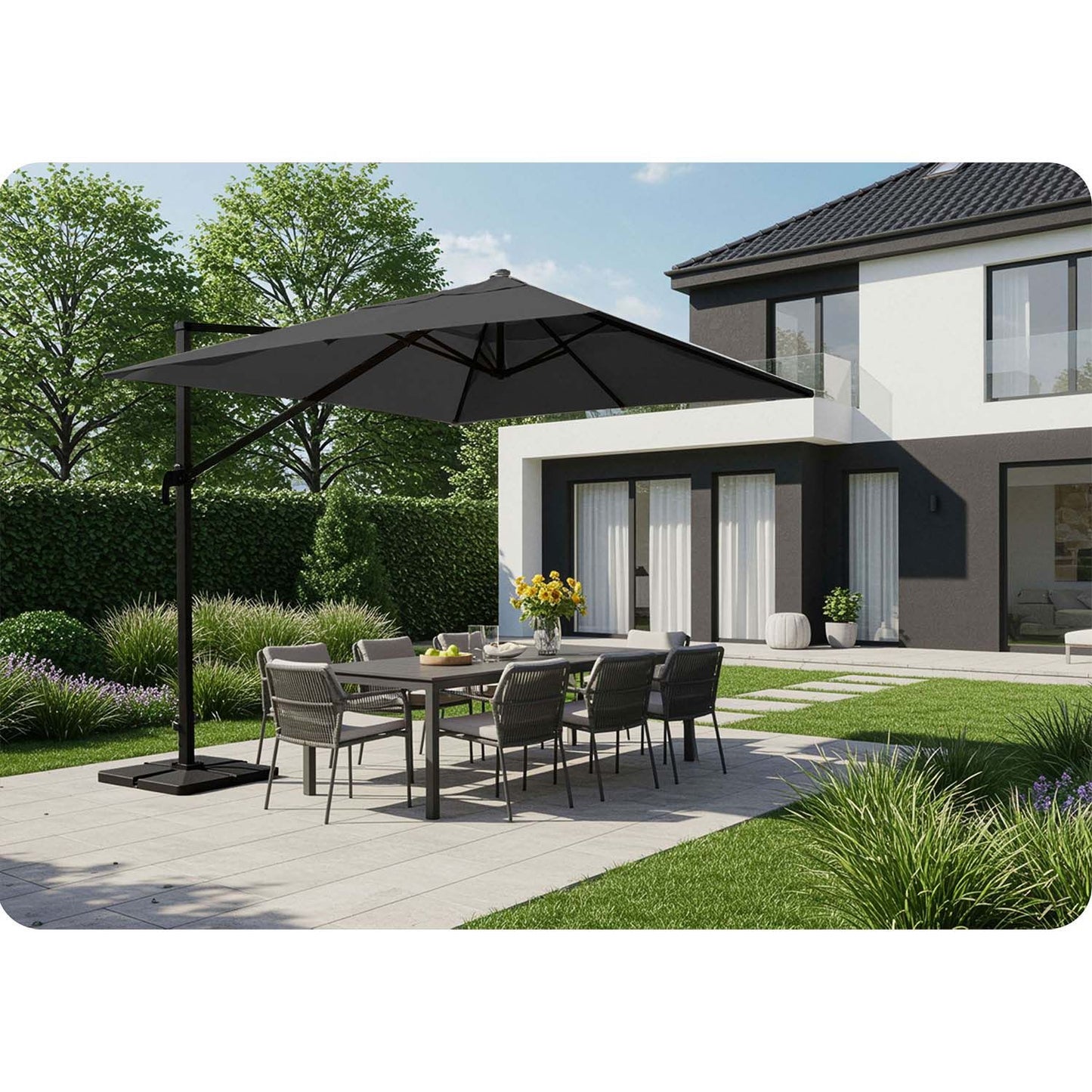 Folding garden umbrella 8 segments 420 cm with cover Plonos PL-883