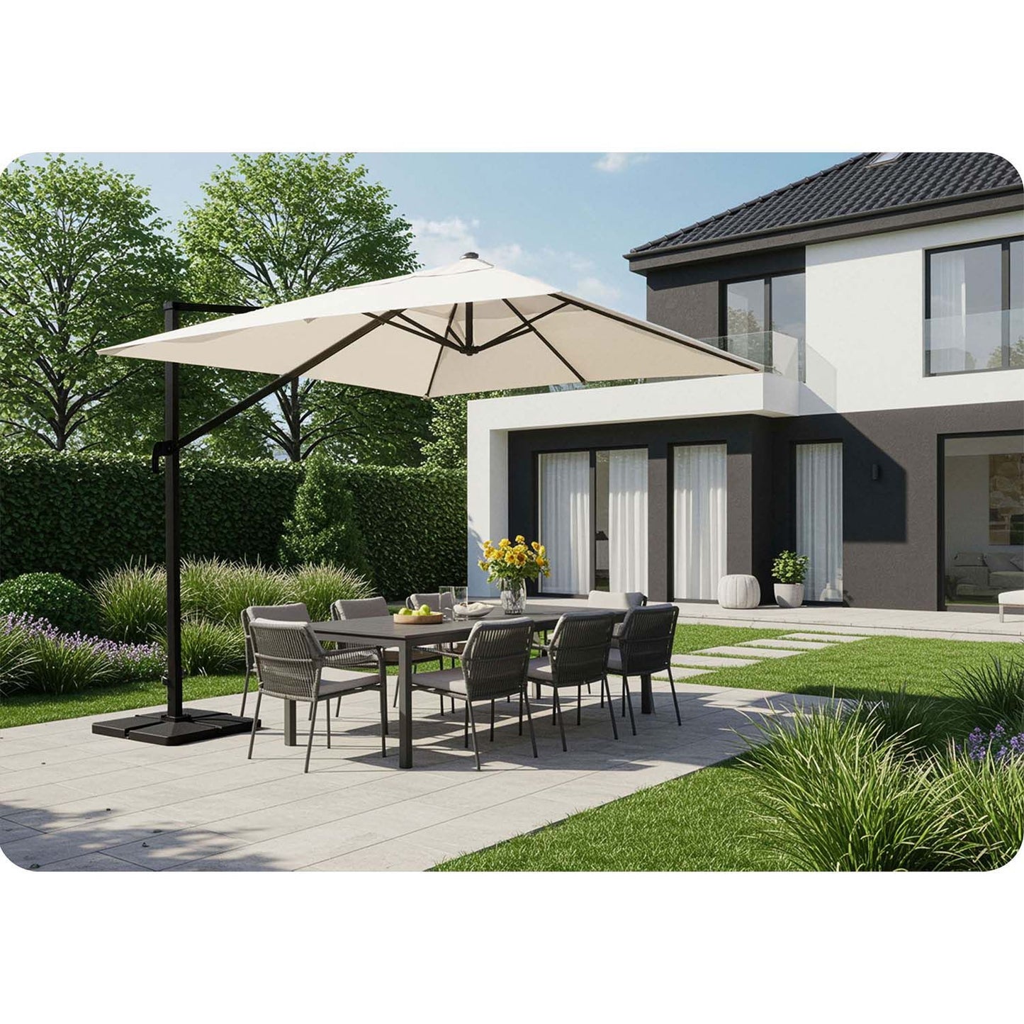 Folding garden umbrella 8 segments 420 cm with cover Plonos PL-883