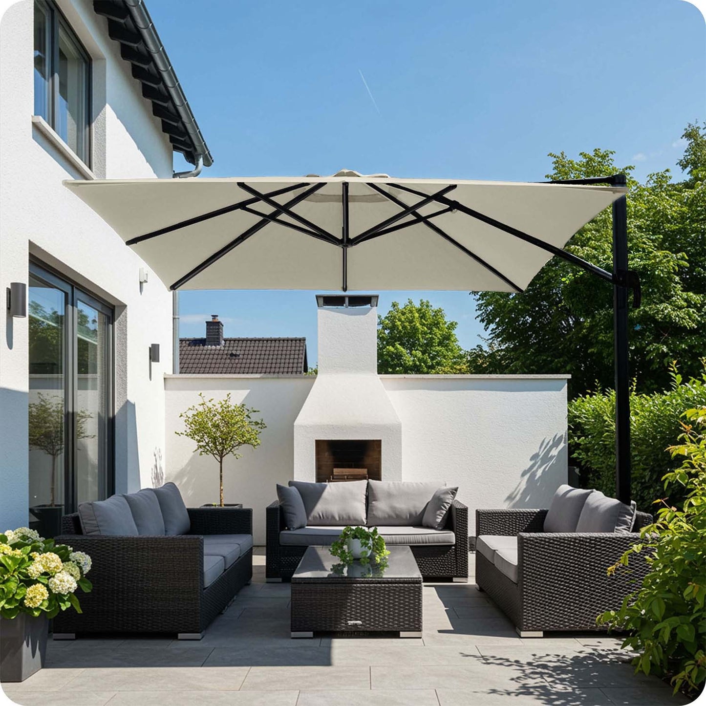 Folding garden umbrella 8 segments 420 cm with cover Plonos PL-883