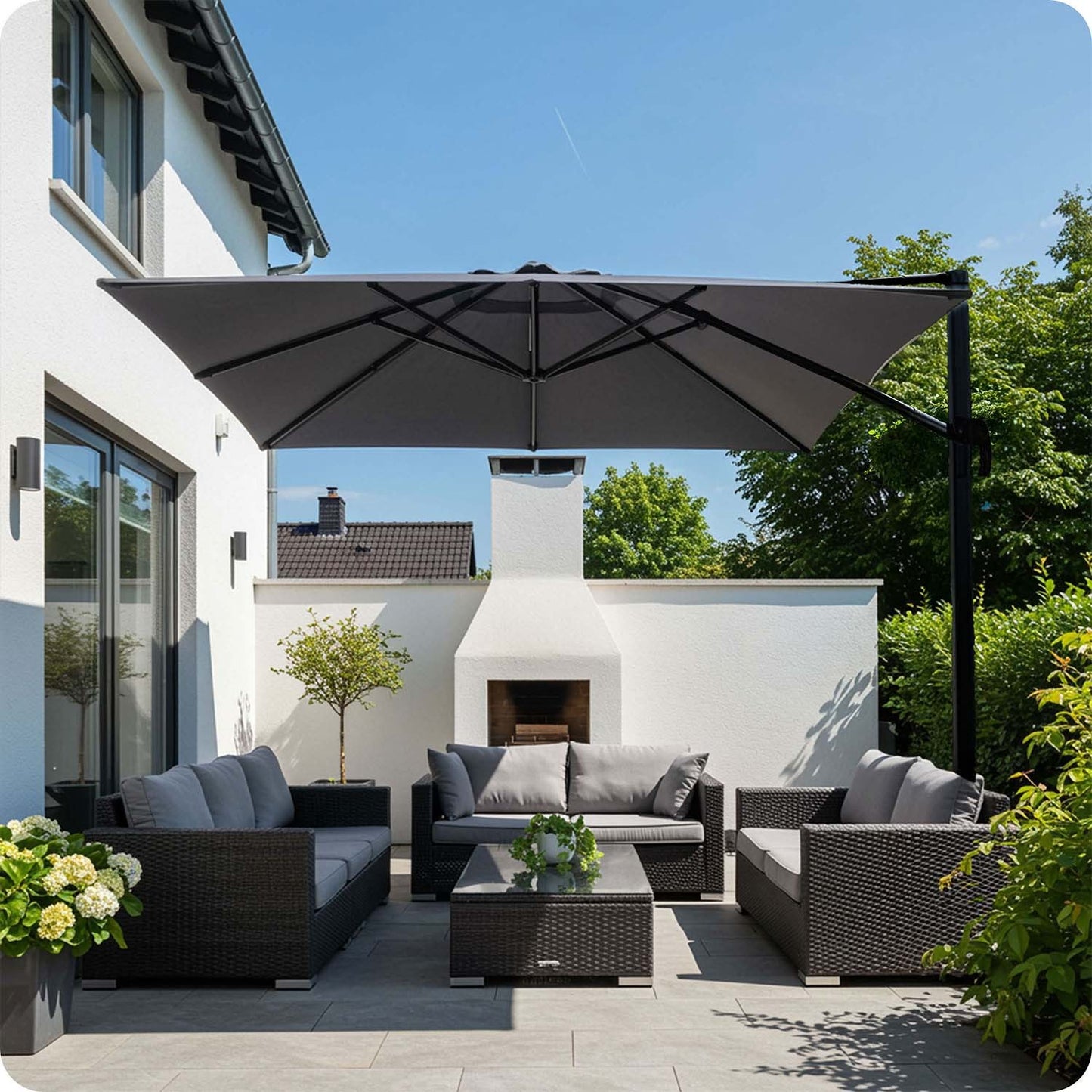 Folding garden umbrella 8 segments 420 cm with cover Plonos PL-883