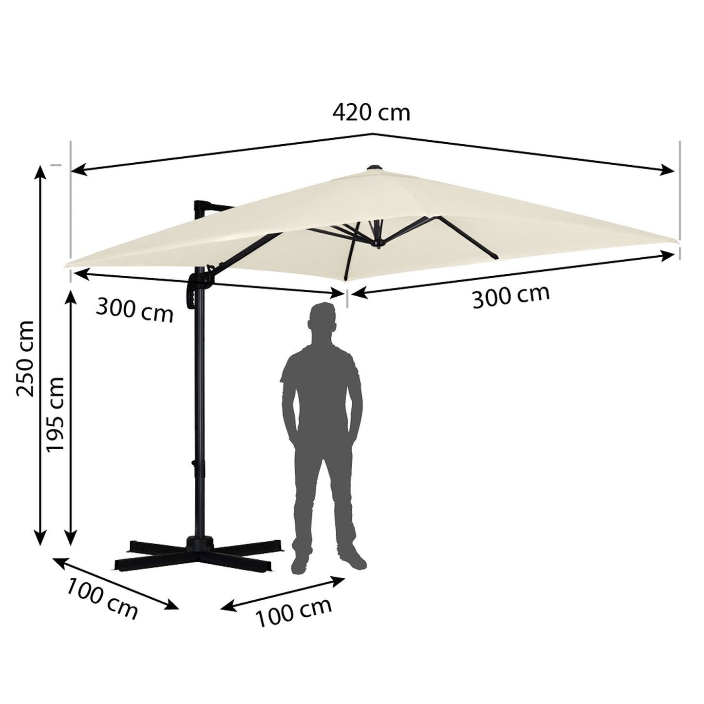 Folding garden umbrella 8 segments 420 cm with cover Plonos PL-883