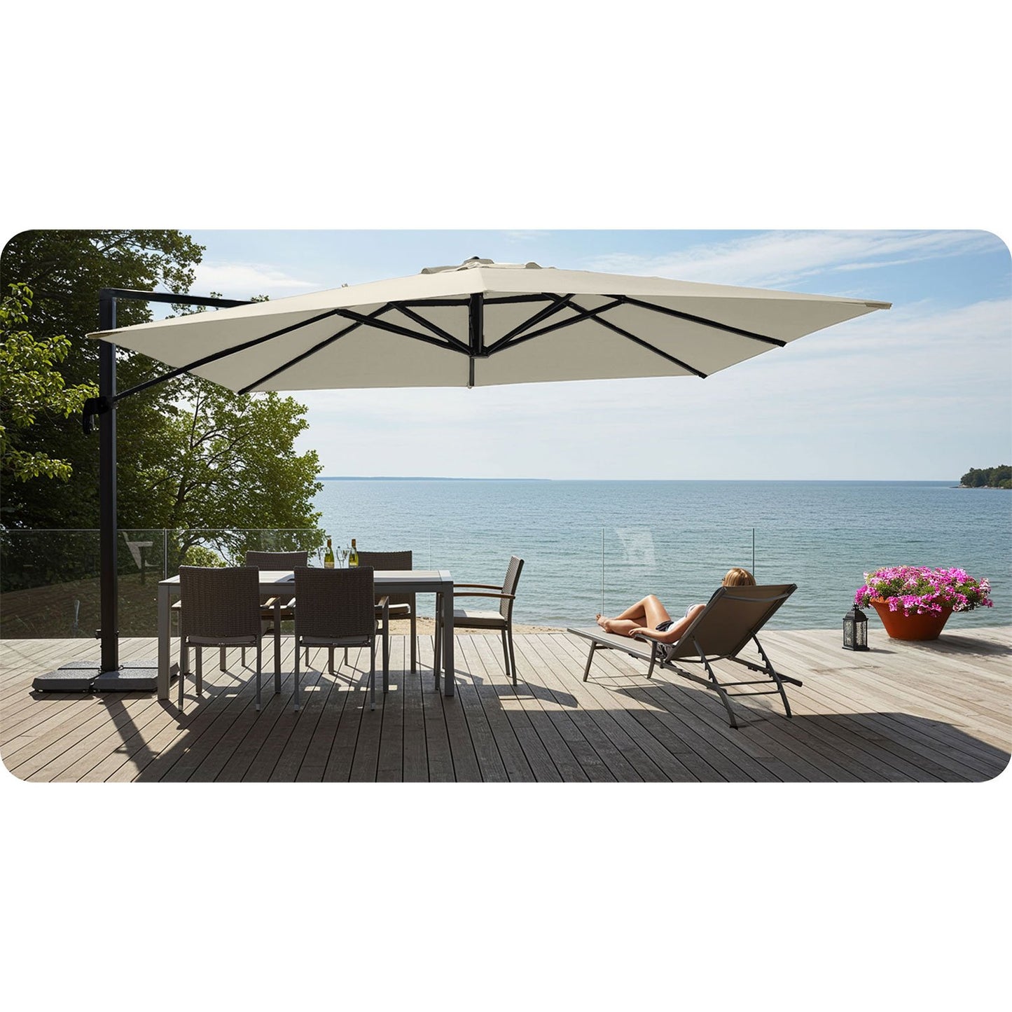 Folding garden umbrella 8 segments 420 cm with cover Plonos PL-883