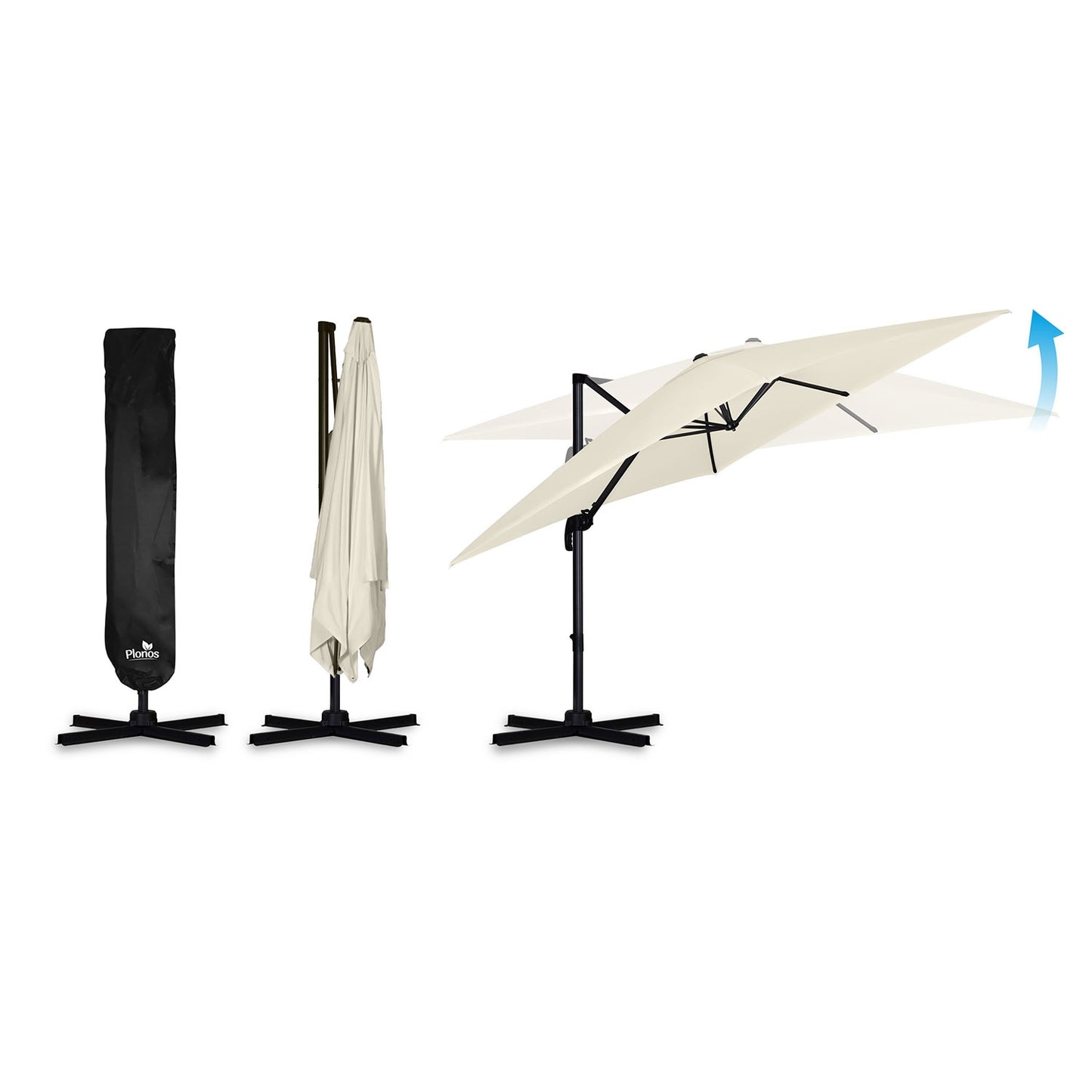 Folding garden umbrella 8 segments 420 cm with cover Plonos PL-883