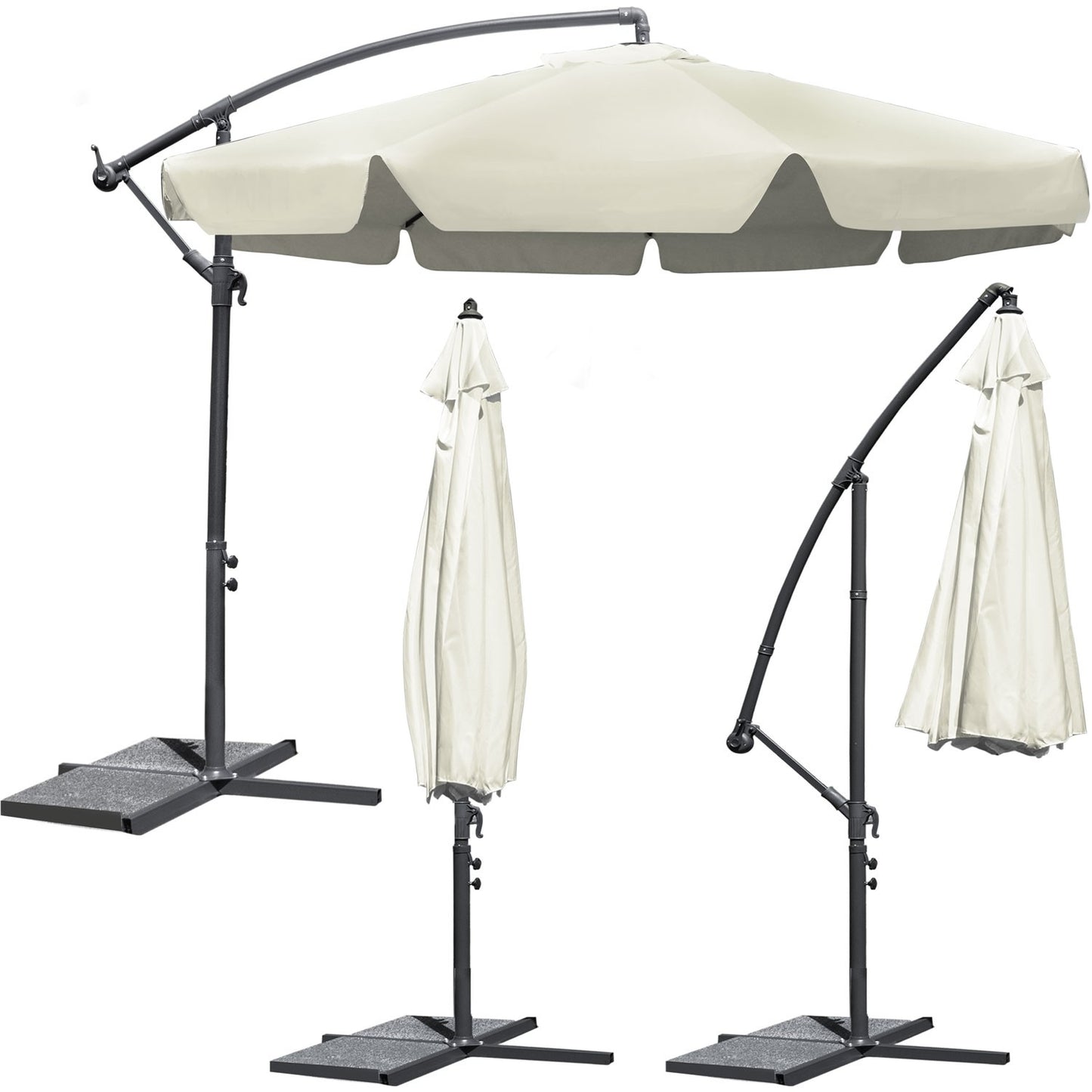 Folding garden umbrella 8 segments beige 350cm