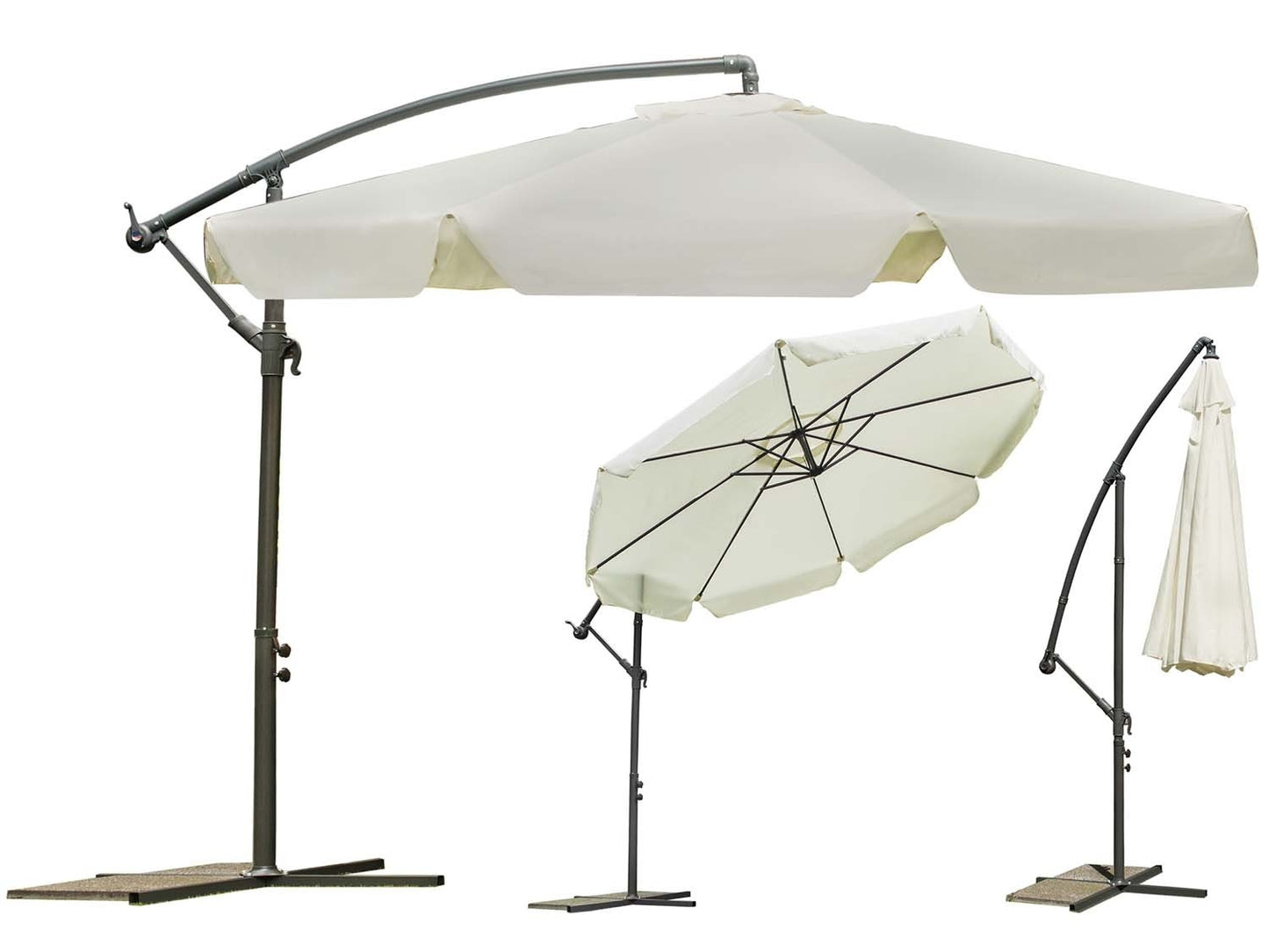 Folding garden umbrella 8 segments beige 350cm
