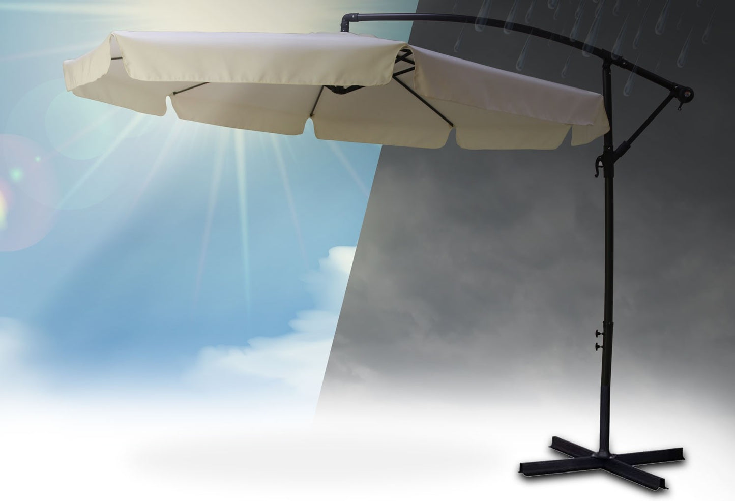 Folding garden umbrella 8 segments beige 350cm
