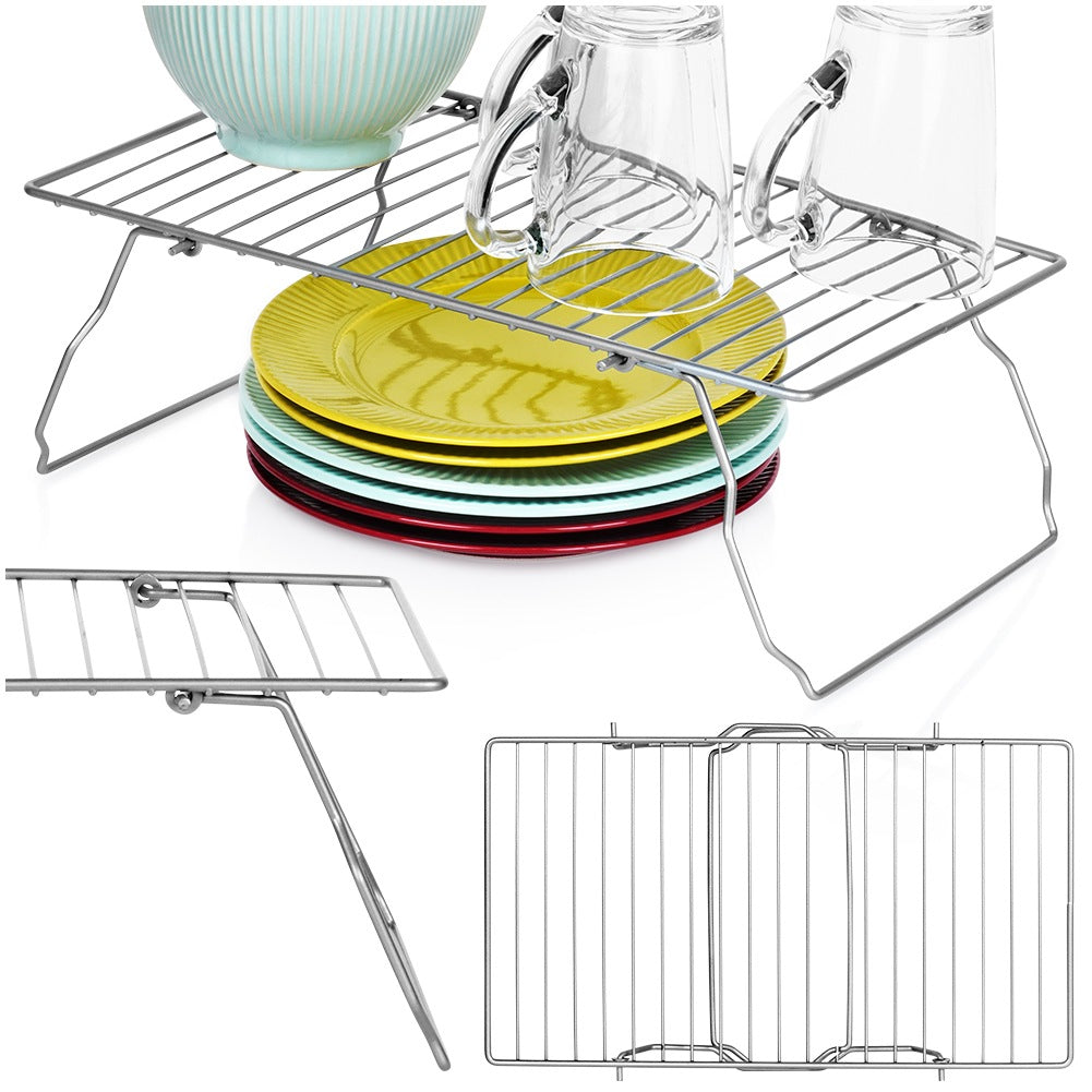 Folding metal kitchen shelf, gray, 37x21x13.5 cm