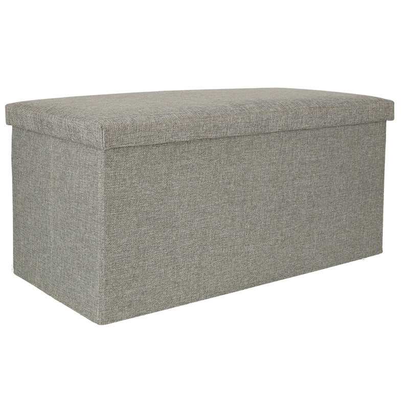 Folding pouffe with storage compartment grey large 76x38x38cm