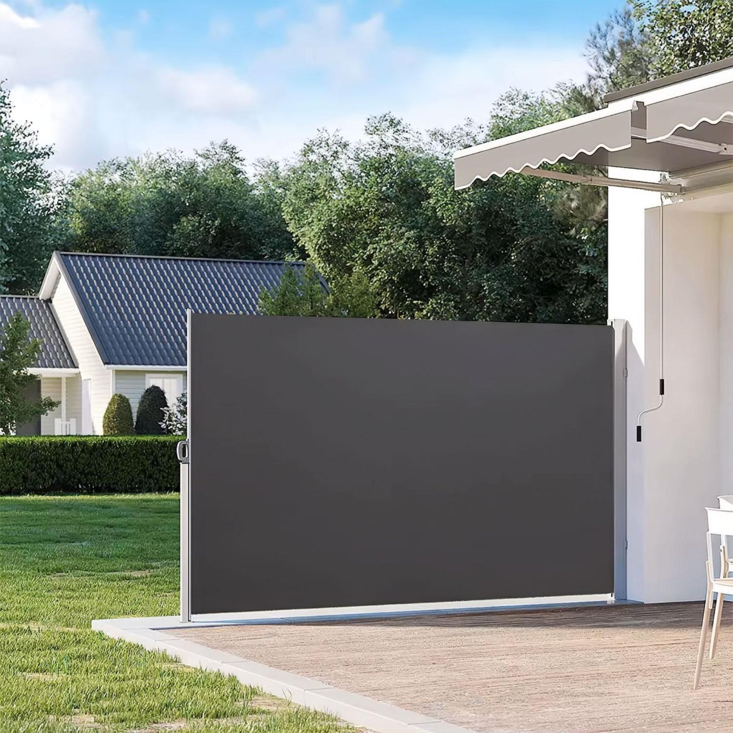 Folding side awning, roller blind, screen for the garden, terrace, anthracite