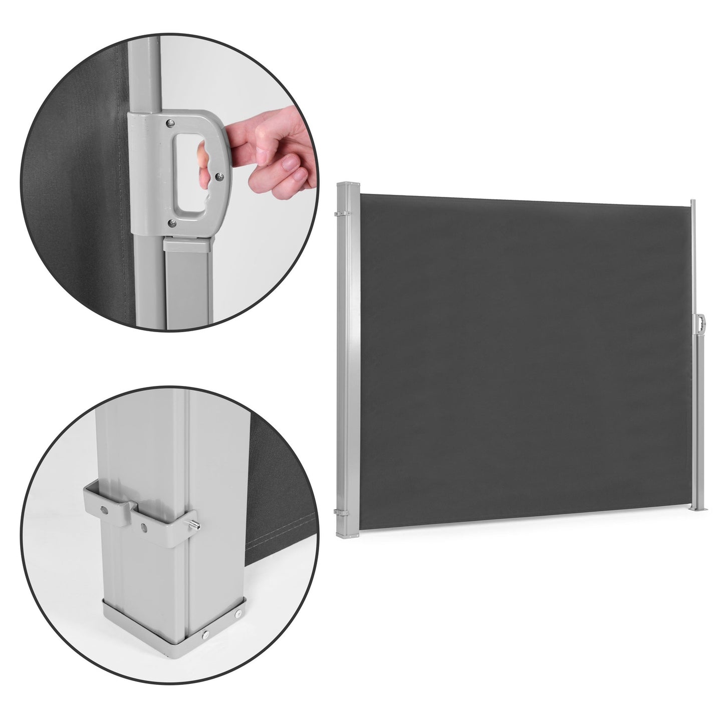 Folding side awning, roller blind, screen for the garden, terrace, anthracite