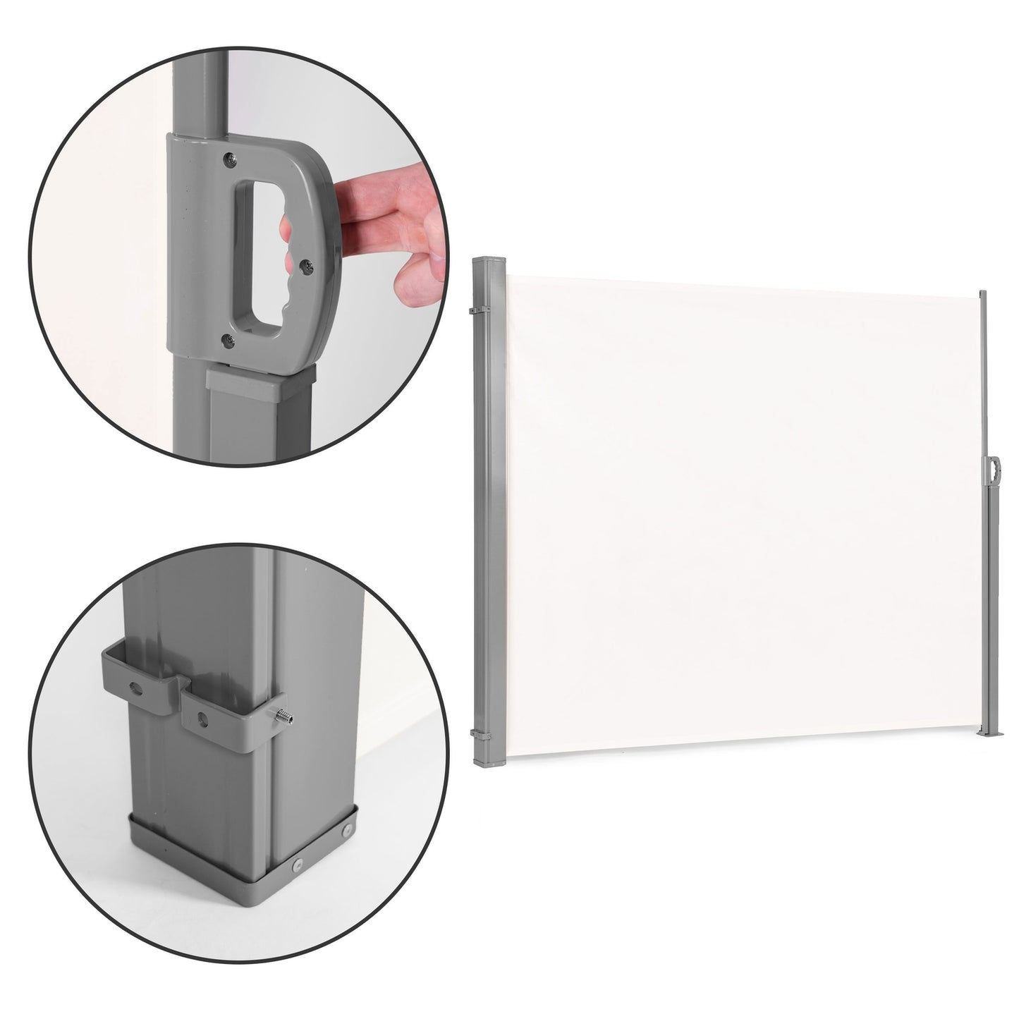 Folding side awning, roller blind, screen for the garden, terrace, beige