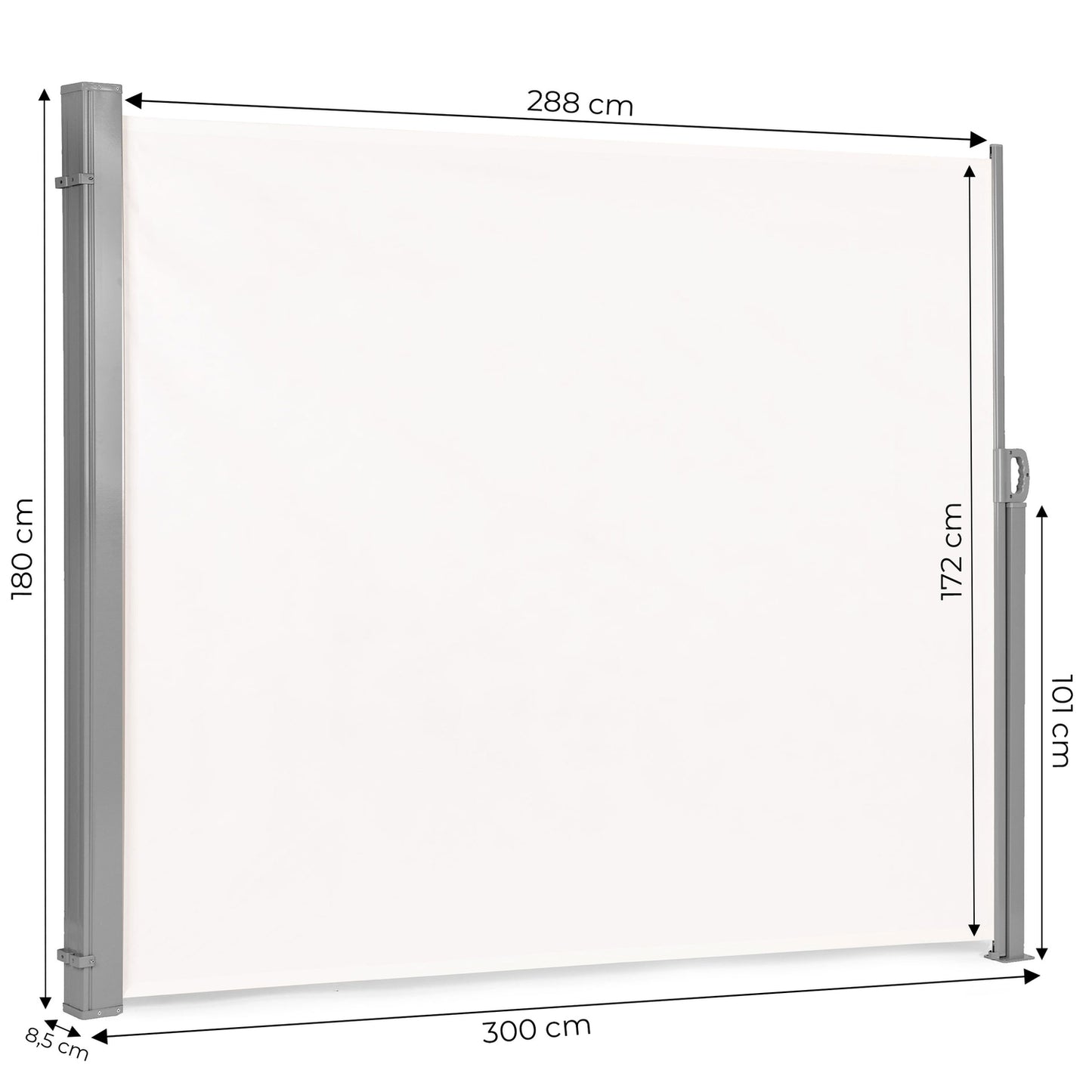Folding side awning, roller blind, screen for the garden, terrace, beige