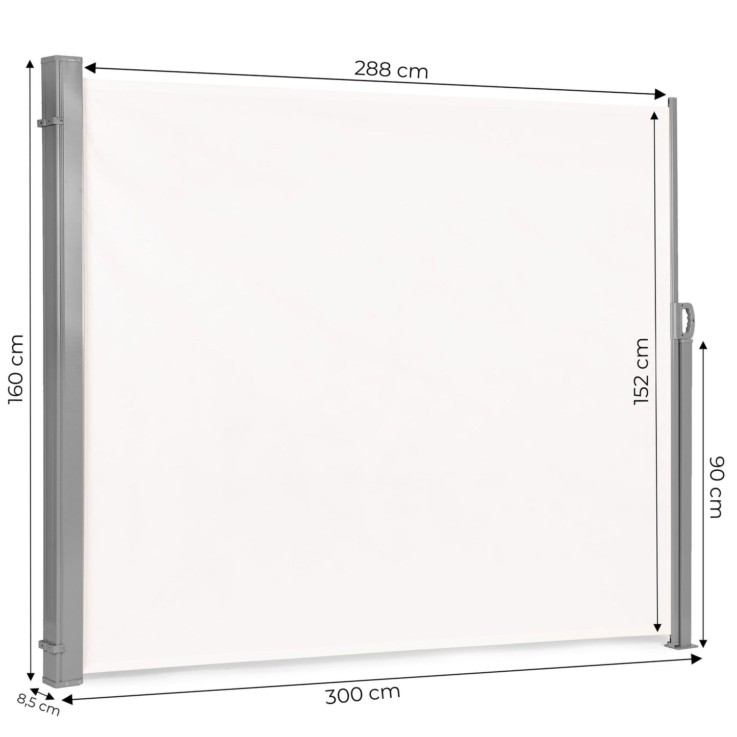 Folding side awning, roller blind, screen for the garden, terrace, beige