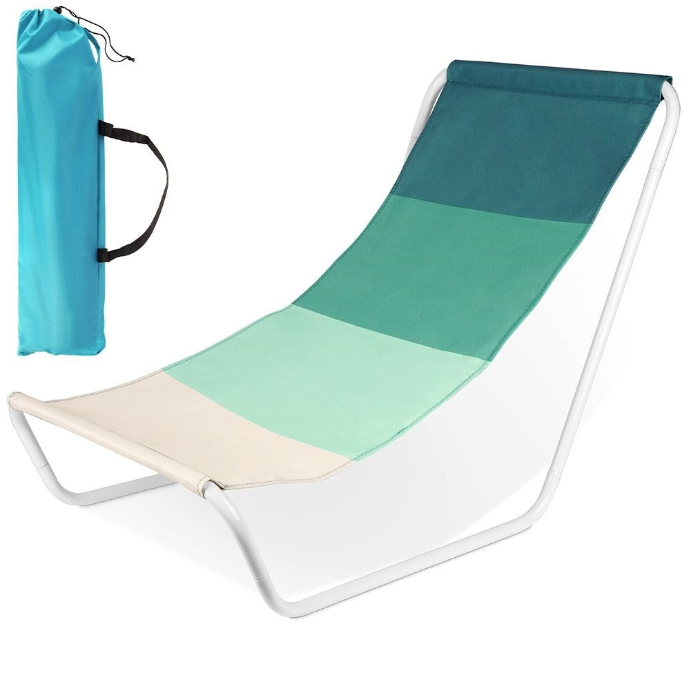 Folding sun lounger with metal frame and carrying bag