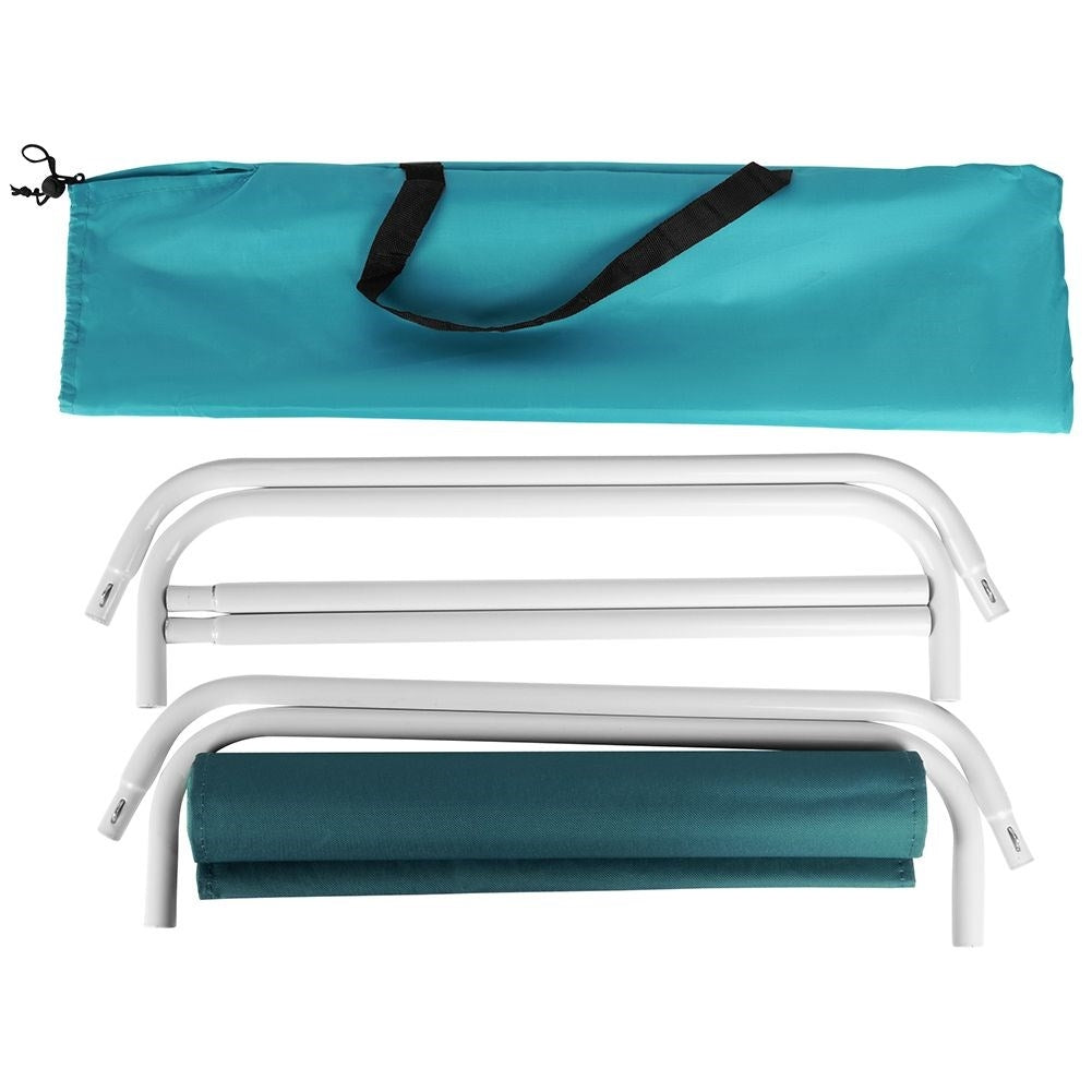 Folding sun lounger with metal frame and carrying bag