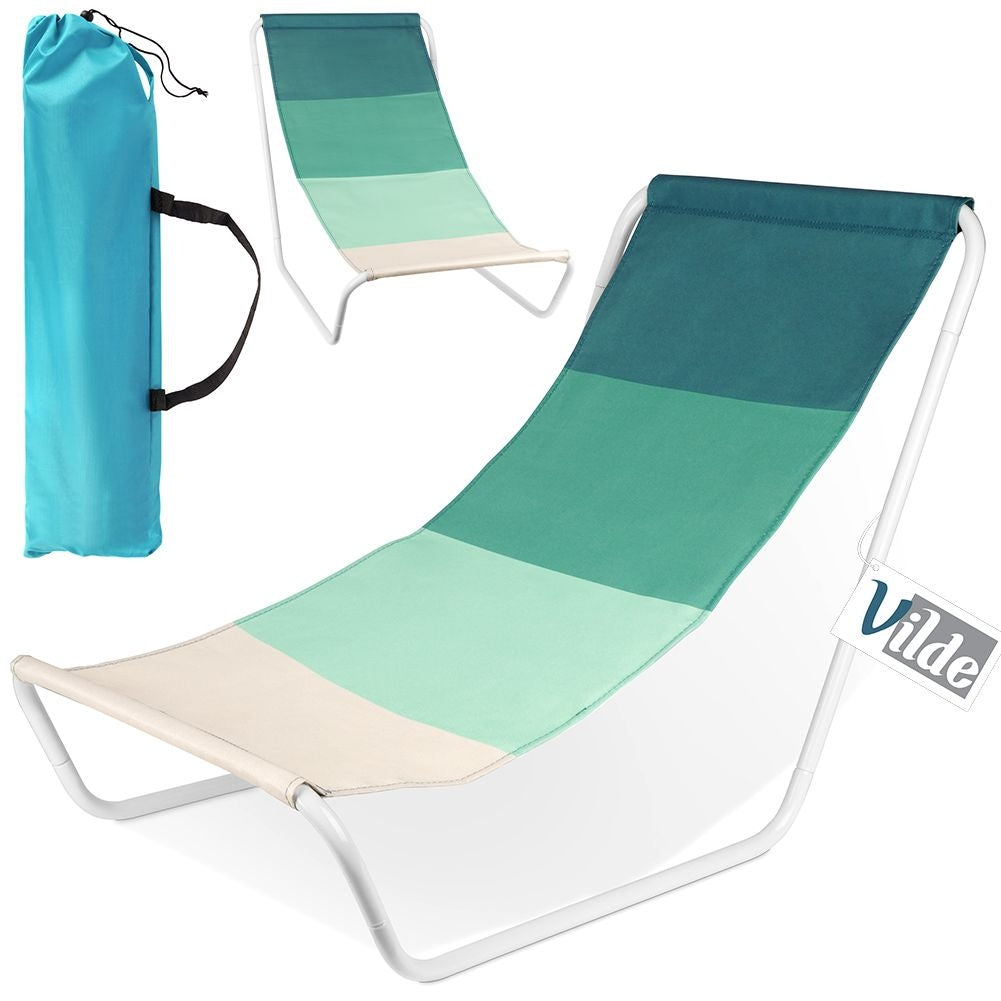 Folding sun lounger with metal frame and carrying bag