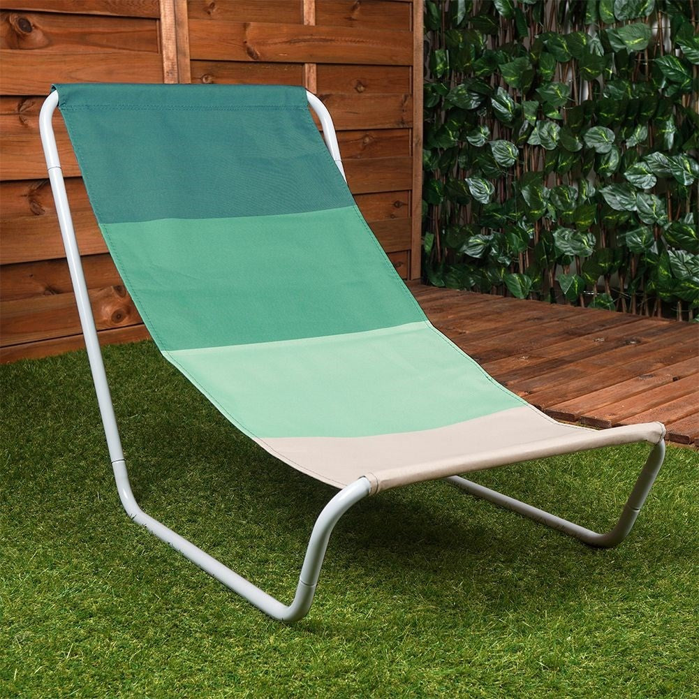 Folding sun lounger with metal frame and carrying bag