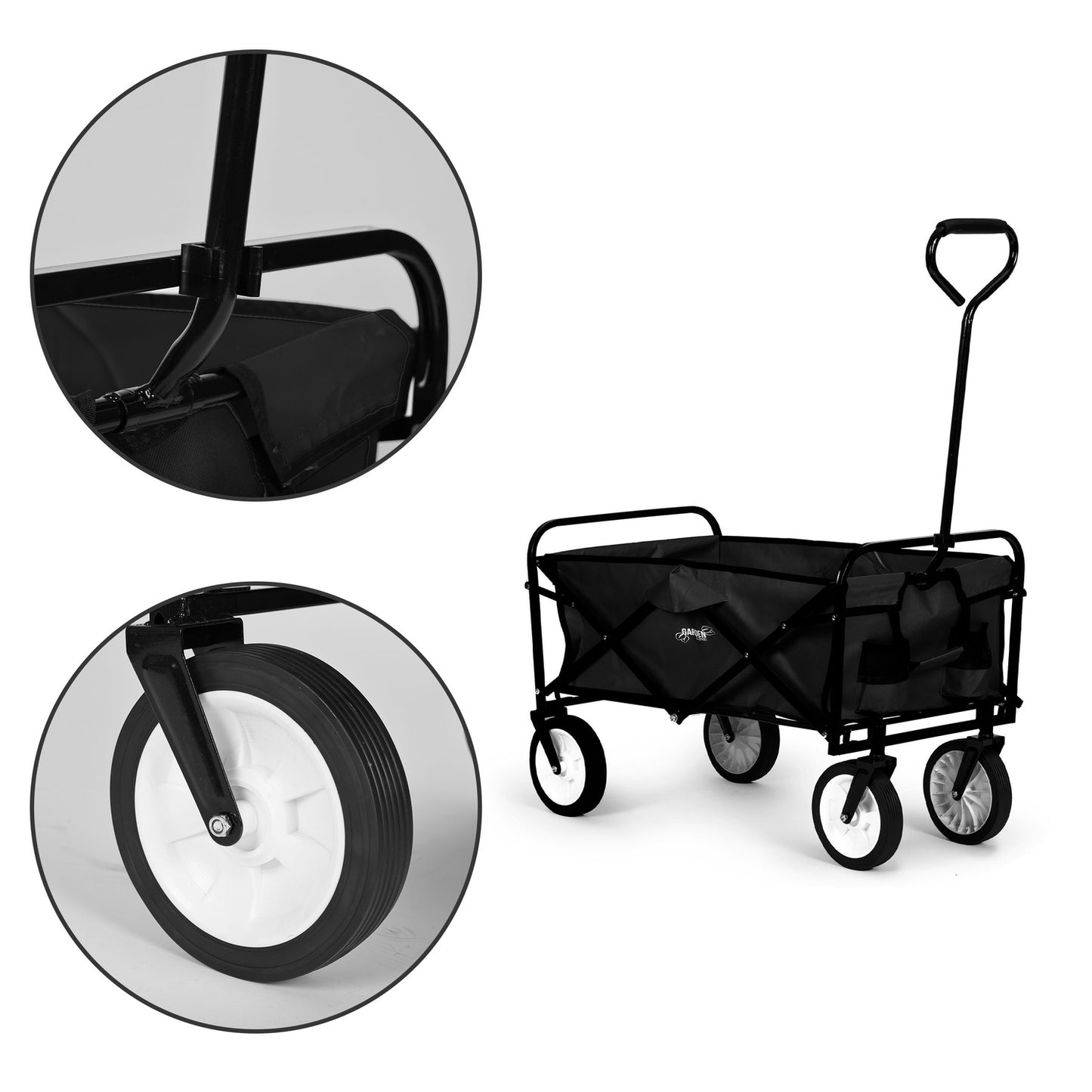 Folding transport trolley large beach garden trolley 70kg black