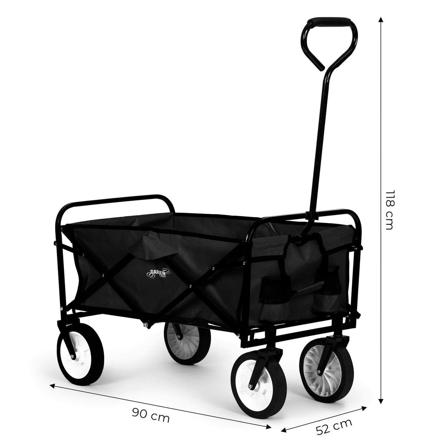 Folding transport trolley large beach garden trolley 70kg black