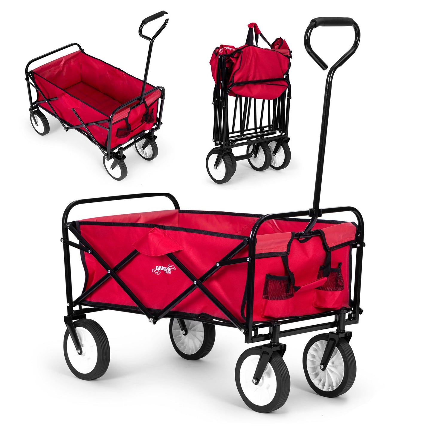 Folding transport trolley large beach garden trolley 70kg red