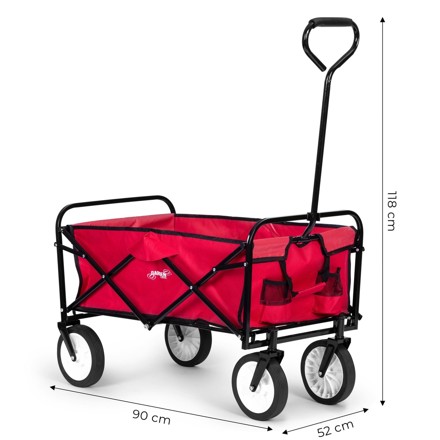 Folding transport trolley large beach garden trolley 70kg red