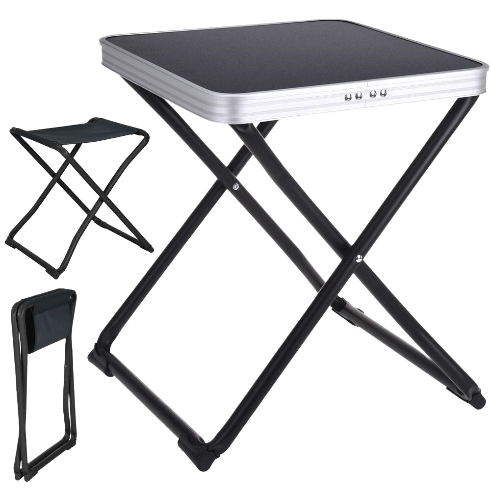 Folding weatherproof camping table with metal legs