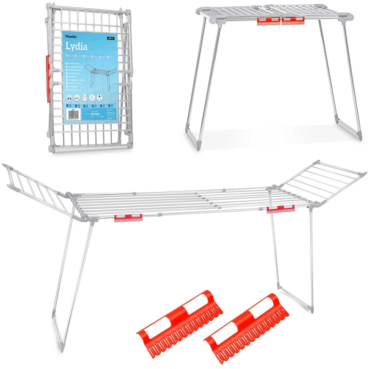 Fold-out drying rack Lydia 27 m in Stainless Steel