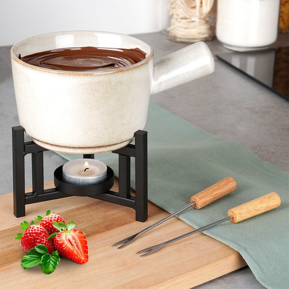 Fondue set, porcelain, 450 ml, 4 pcs.