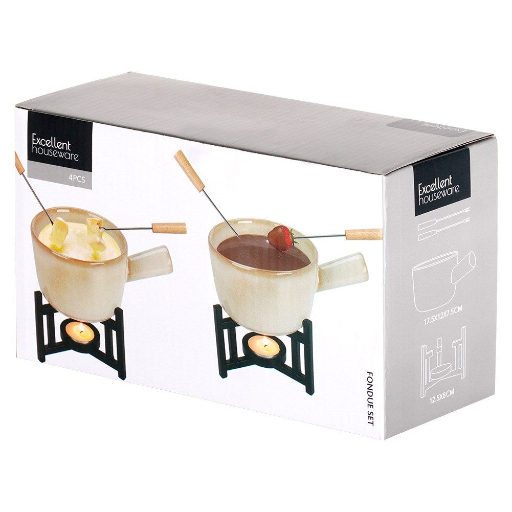 Fondue set, porcelain, 450 ml, 4 pcs.