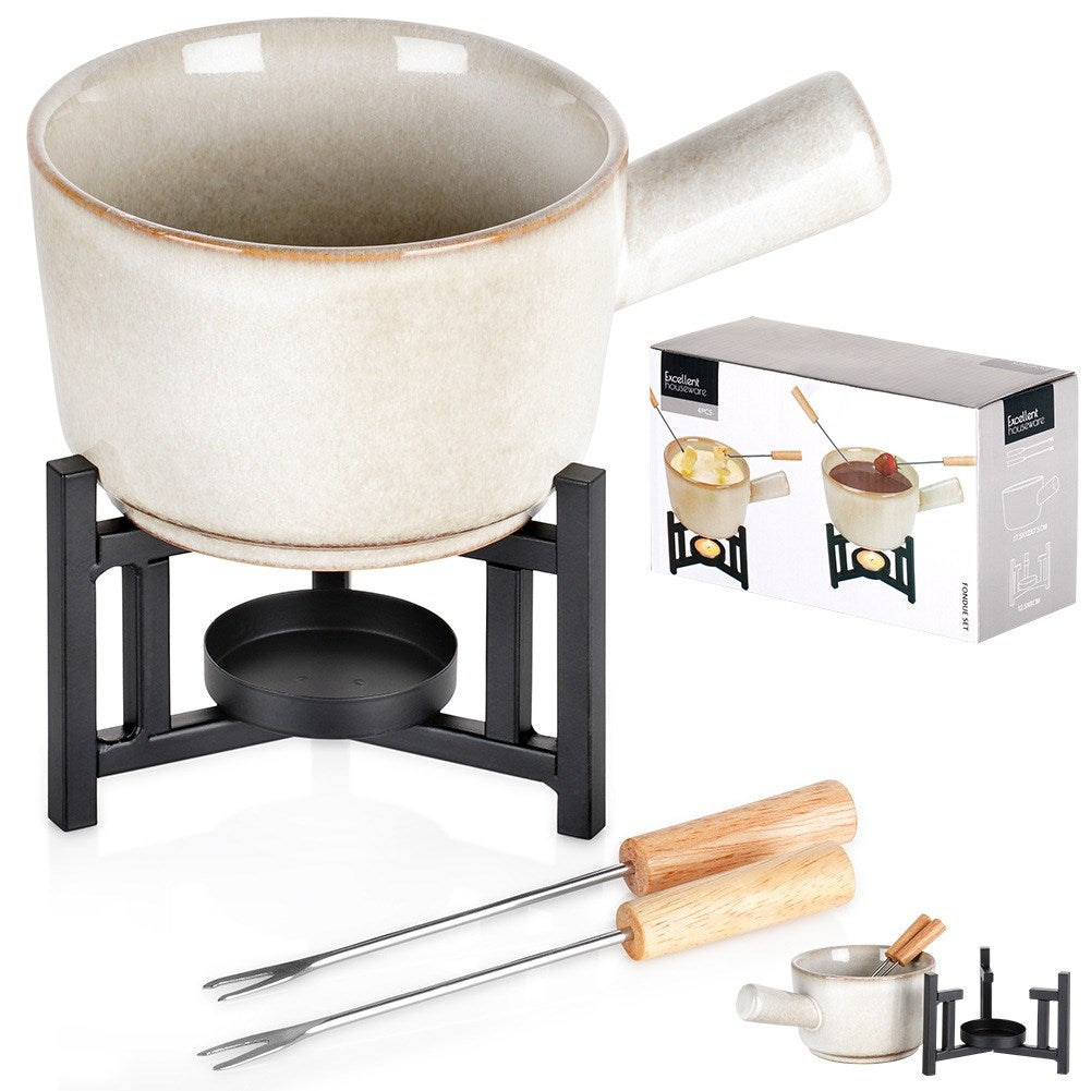 Fondue set, porcelain, 450 ml, 4 pcs.