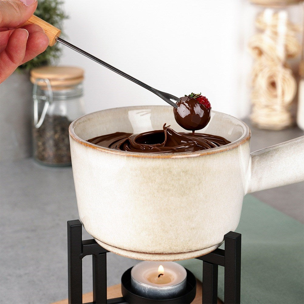Fondue set, porcelain, 450 ml, 4 pcs.