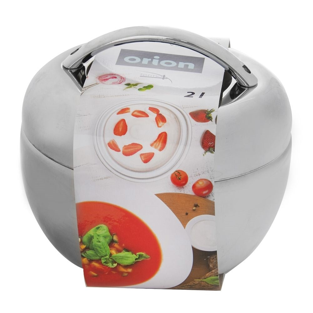 Food container in stainless steel with extra soup bowl